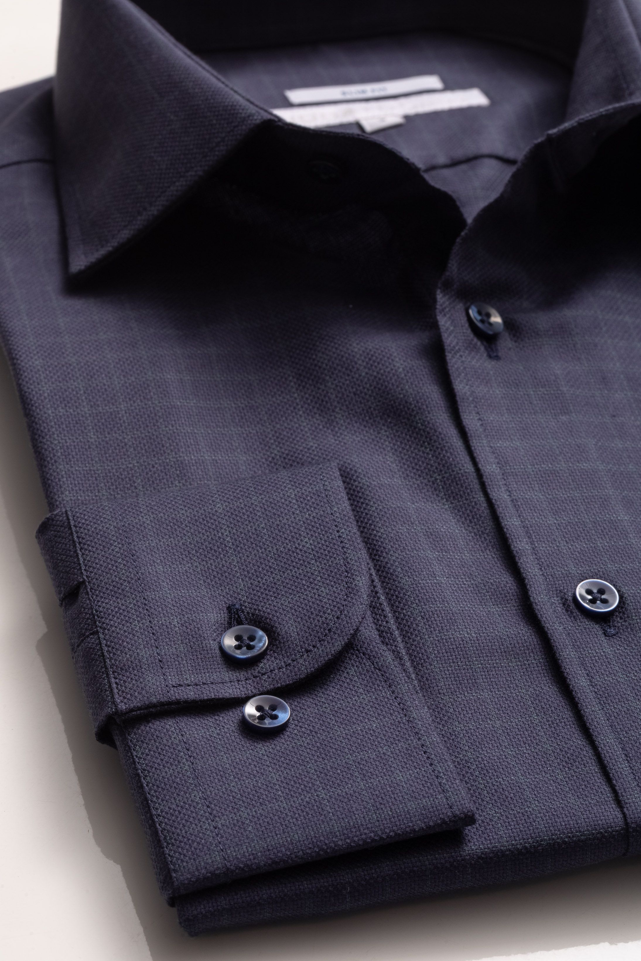 Camisa Manga Longa Slim fit Marinho Quadriculado - Diodato Alfaiataria