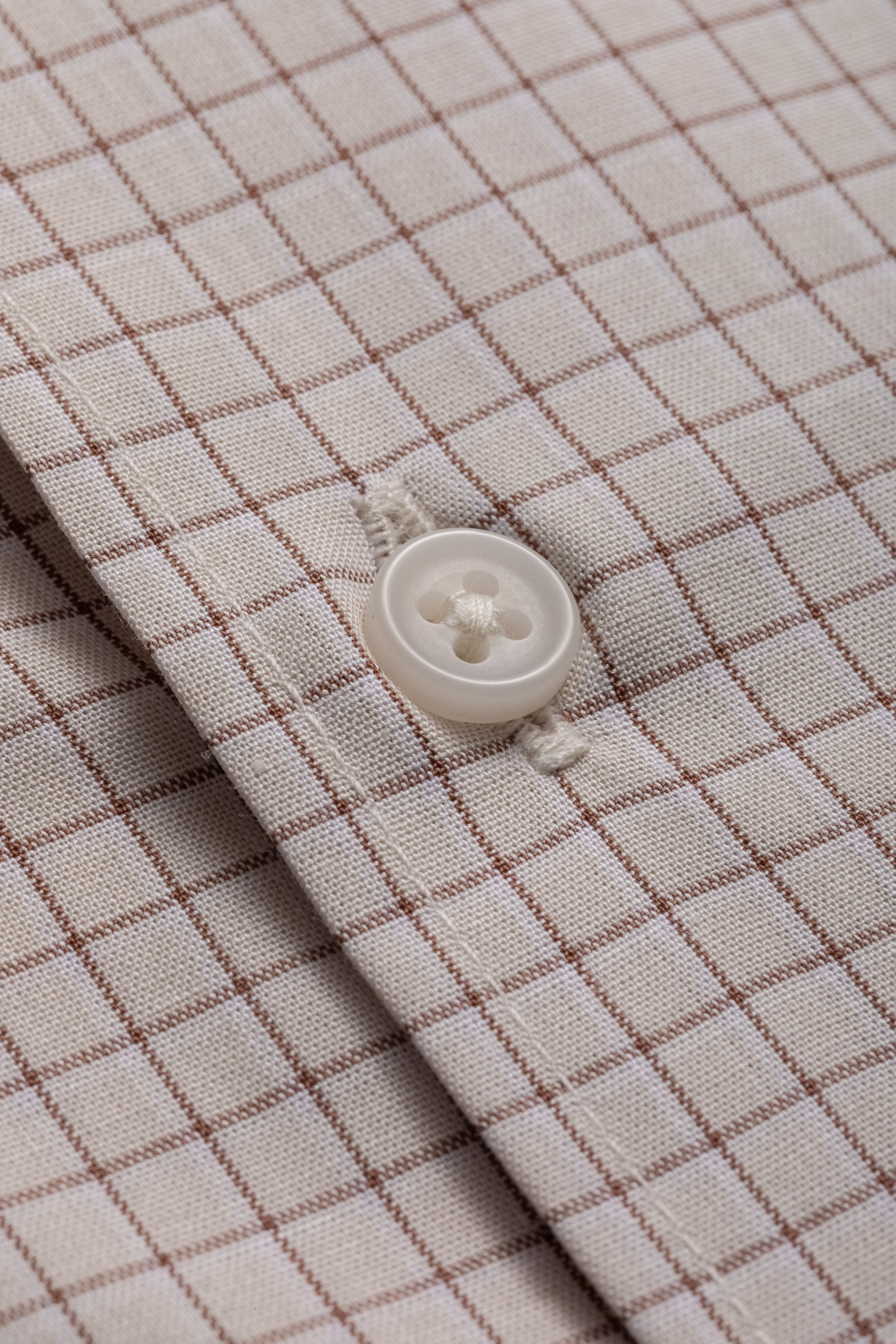 Camisa Manga Longa Slim fit Bege Quadriculado