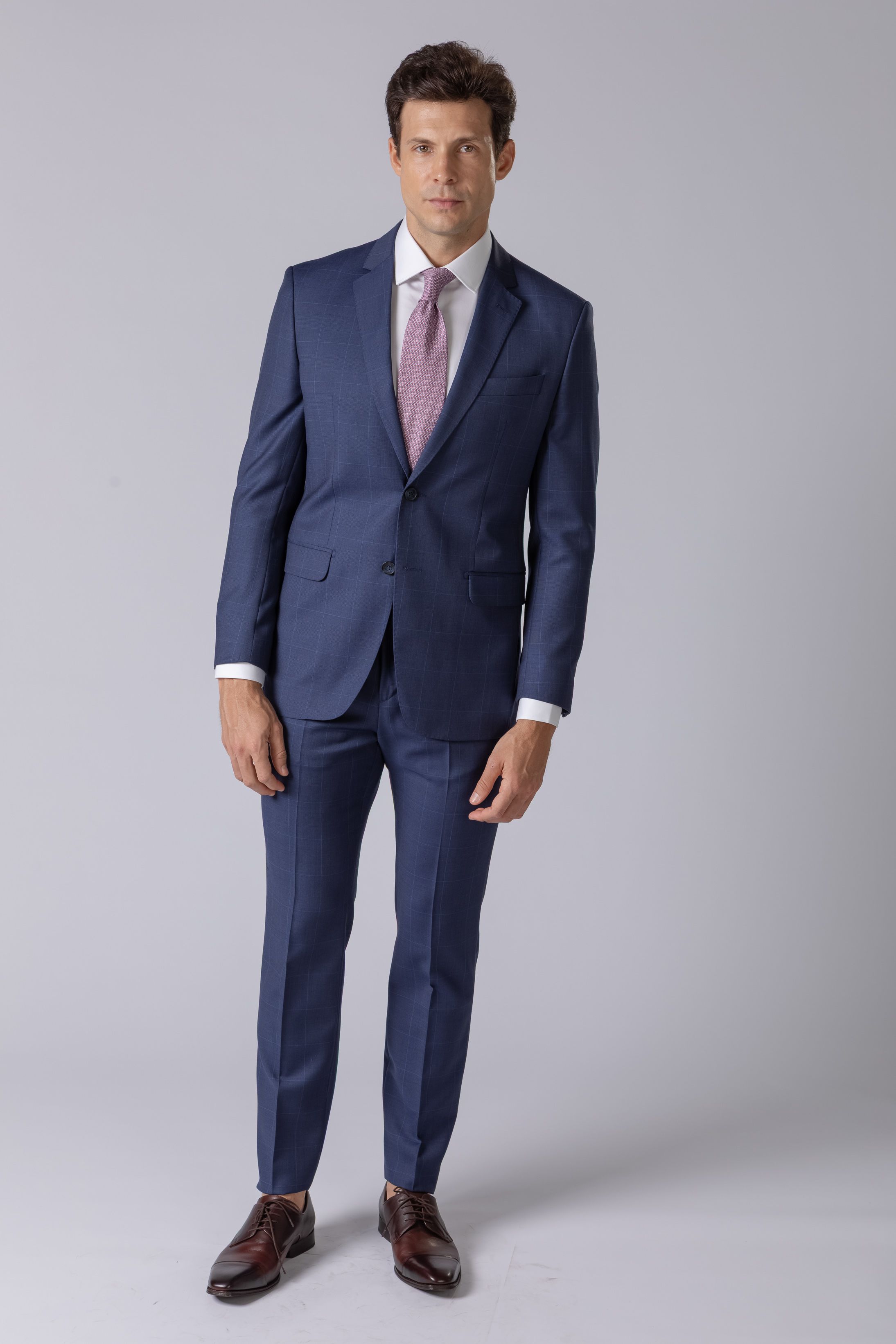 Costume Super 120 Slim Window Pane Azul