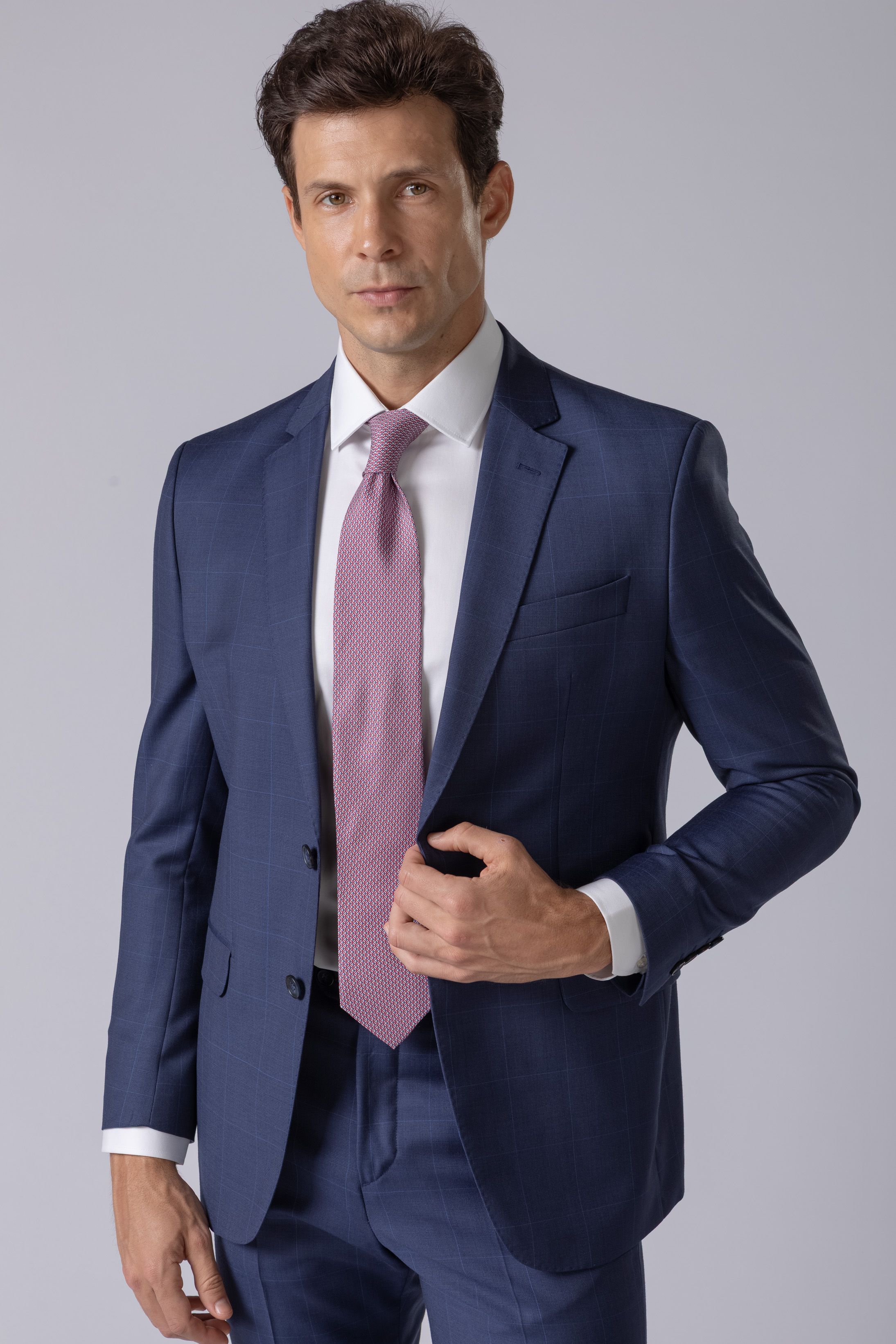 Costume Super 120 Slim Window Pane Azul - Diodato Alfaiataria