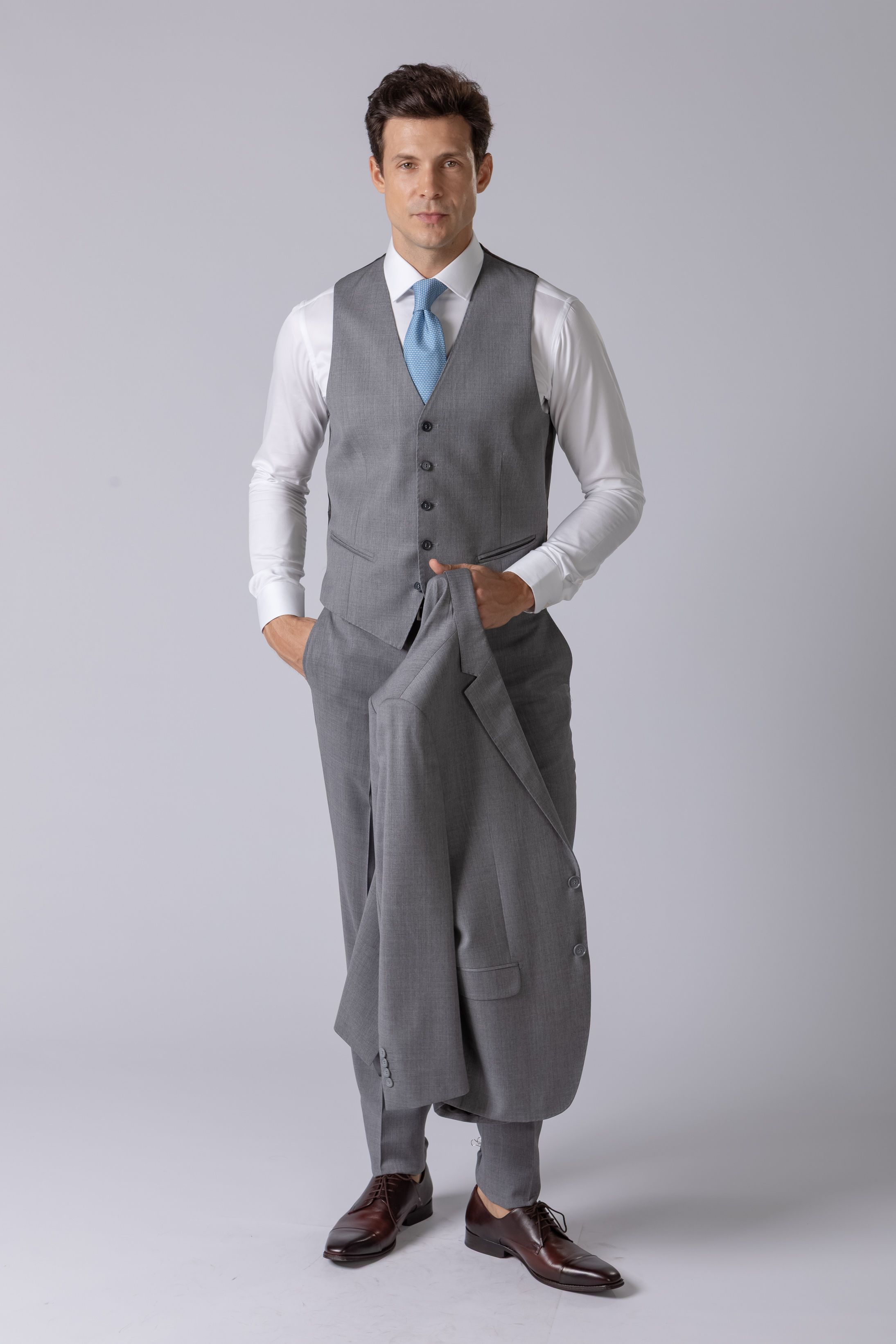 Terno Super 120 Slim Cinza Claro