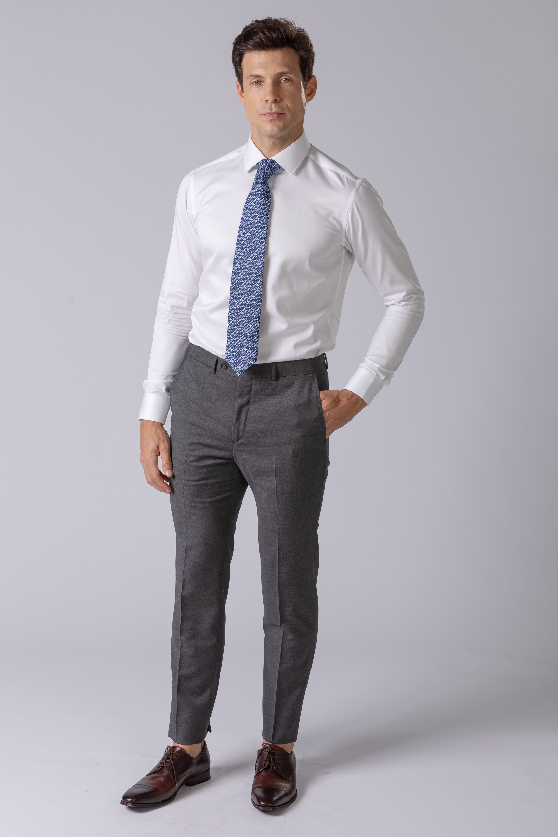 Calça social Super 120 Regular Cinza médio - Diodato Alfaiataria