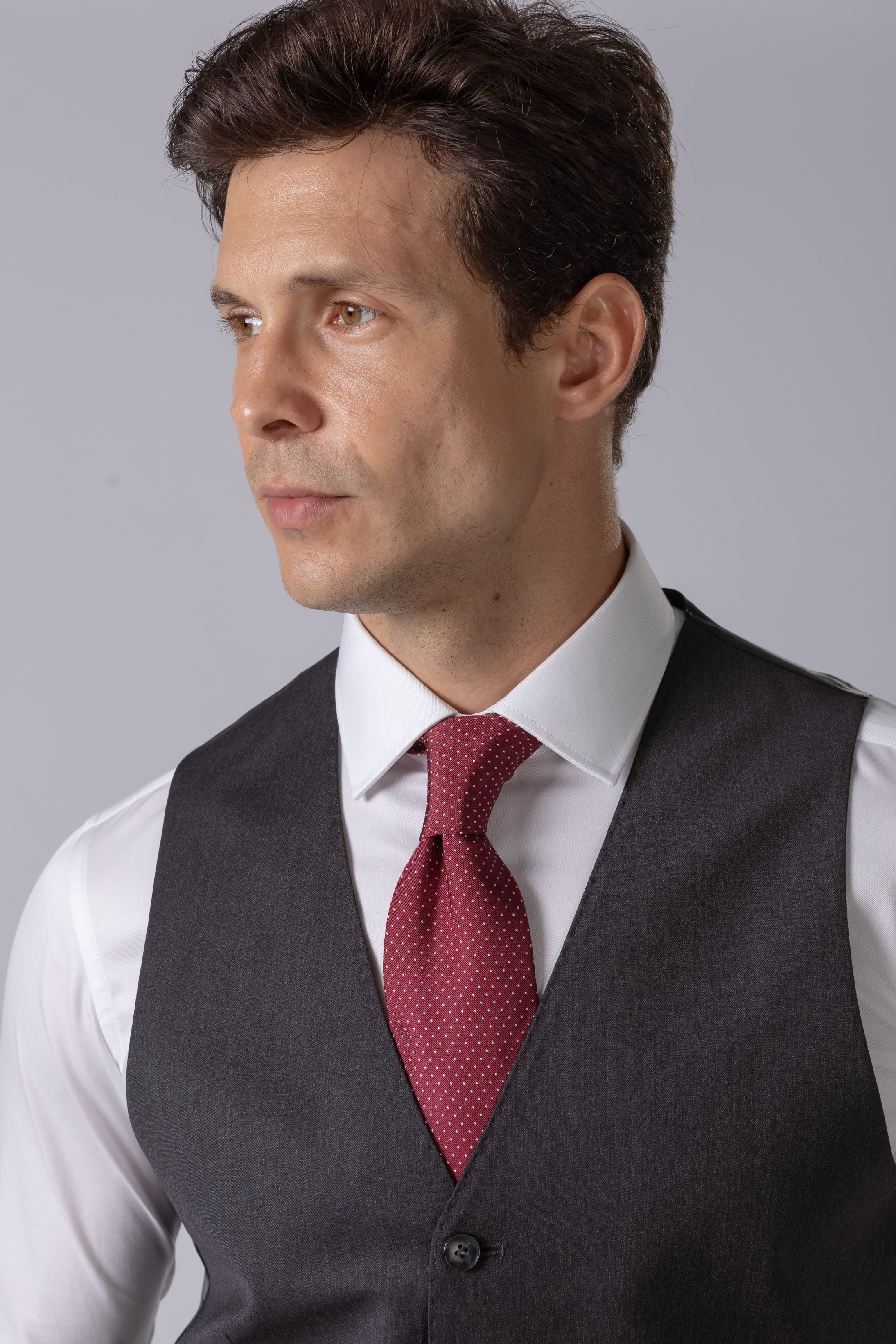 Gravata Seda Italiana Jacquard Vermelho com branco 
