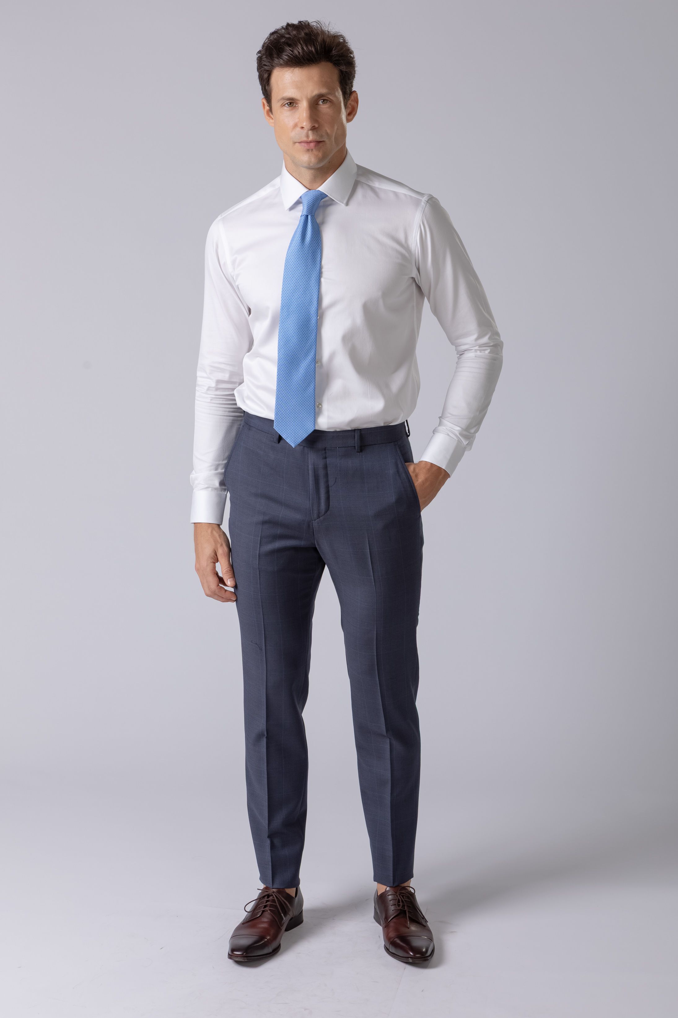 Costume Super 120 Slim Window Pane Marinho