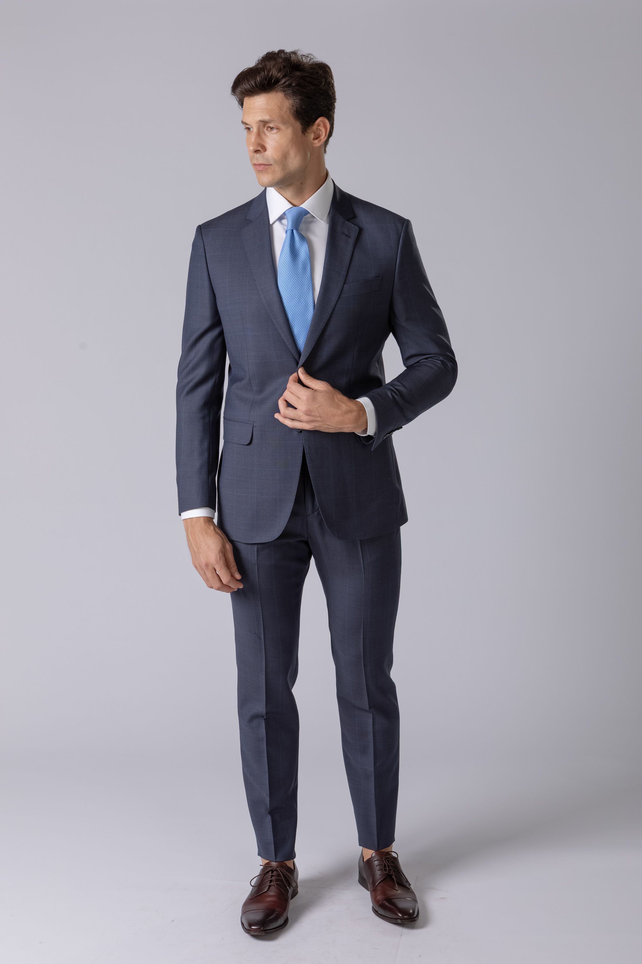 Costume Super 120 Slim Window Pane Marinho