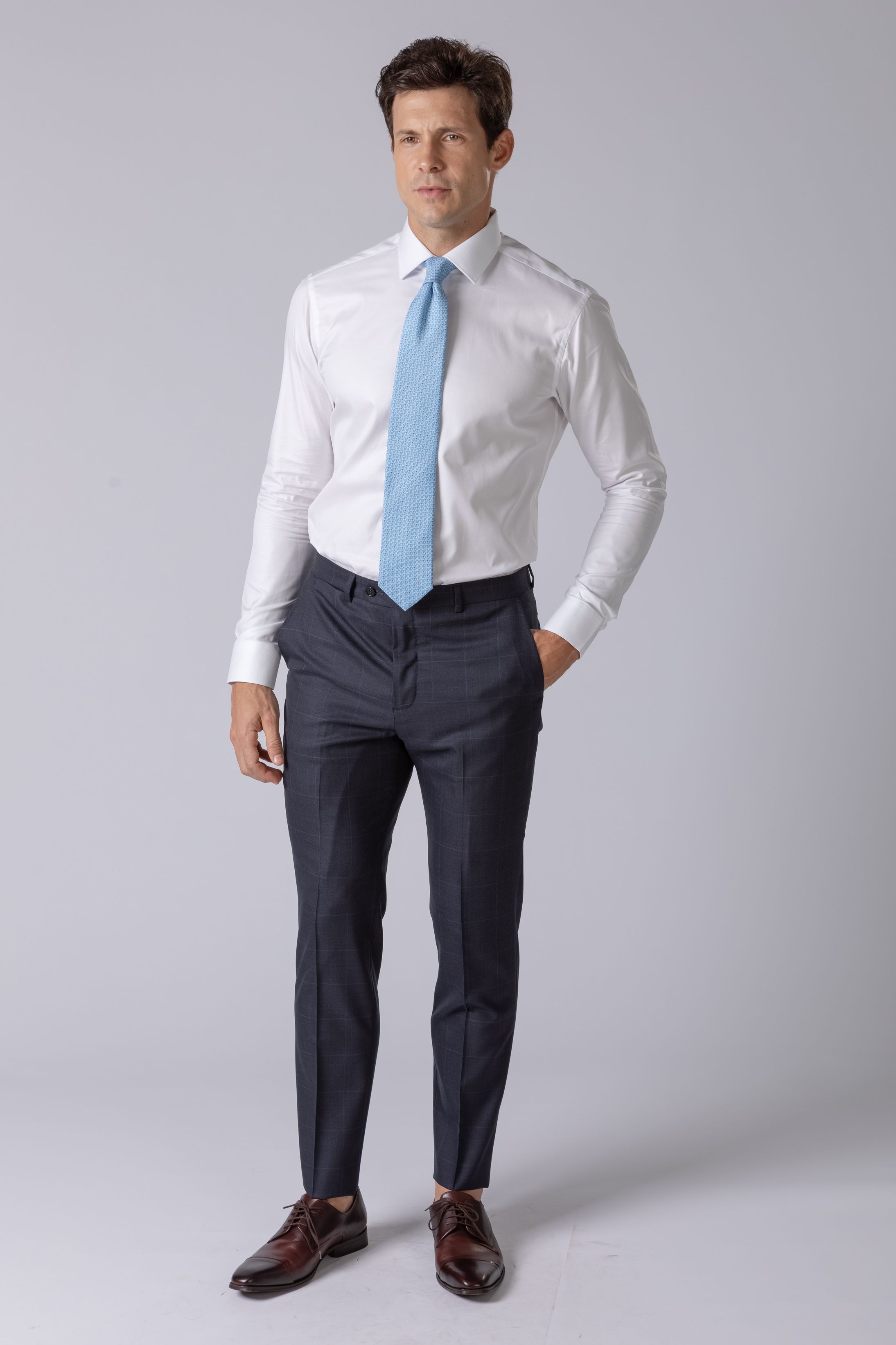 Costume Canônico Super 150 Slim Window Pane Marinho
