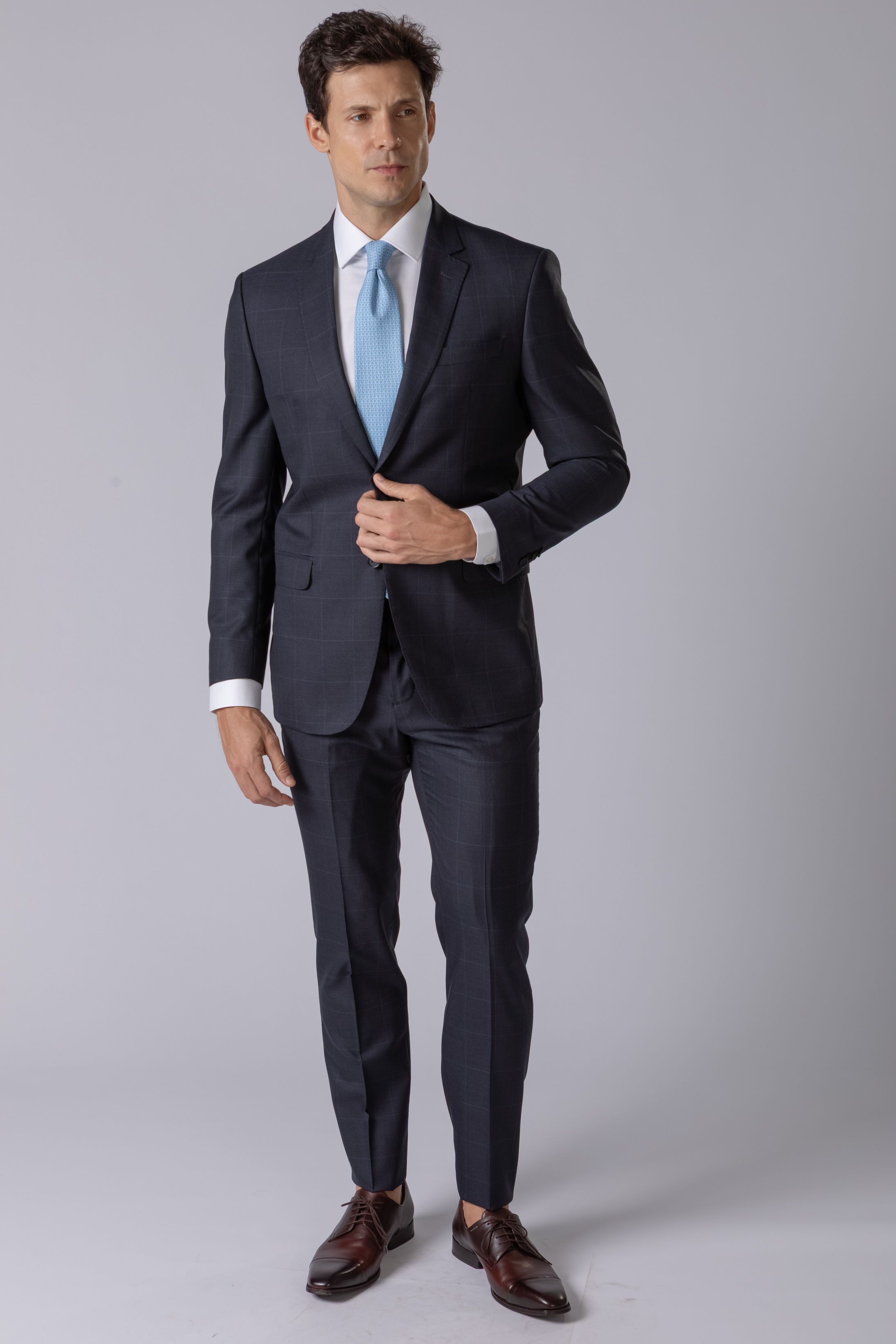 Costume Canônico Super 150 Slim Window Pane Marinh... - Diodato Alfaiataria