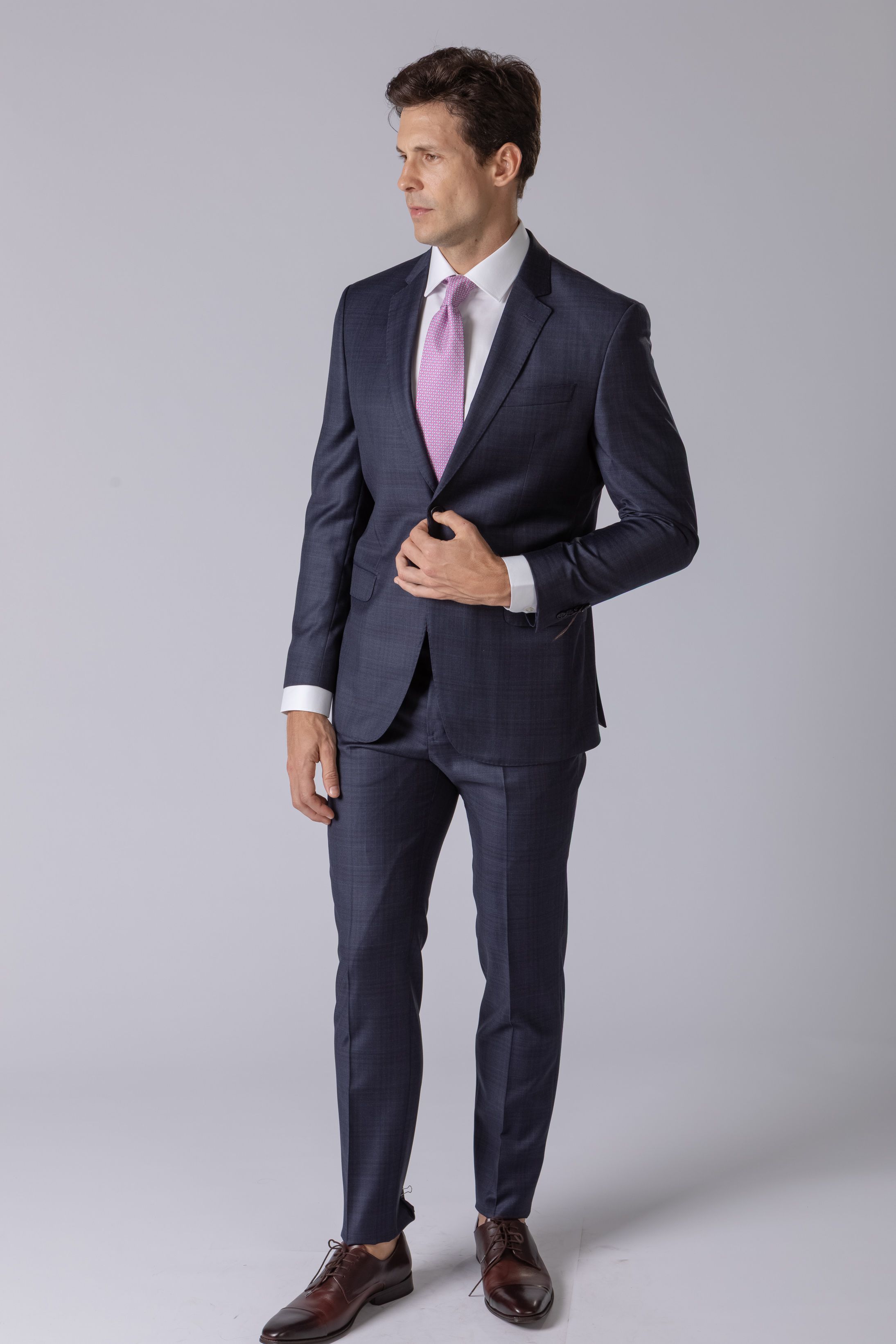 Costume Canônico Super 110 Slim Window Pane Marinho 