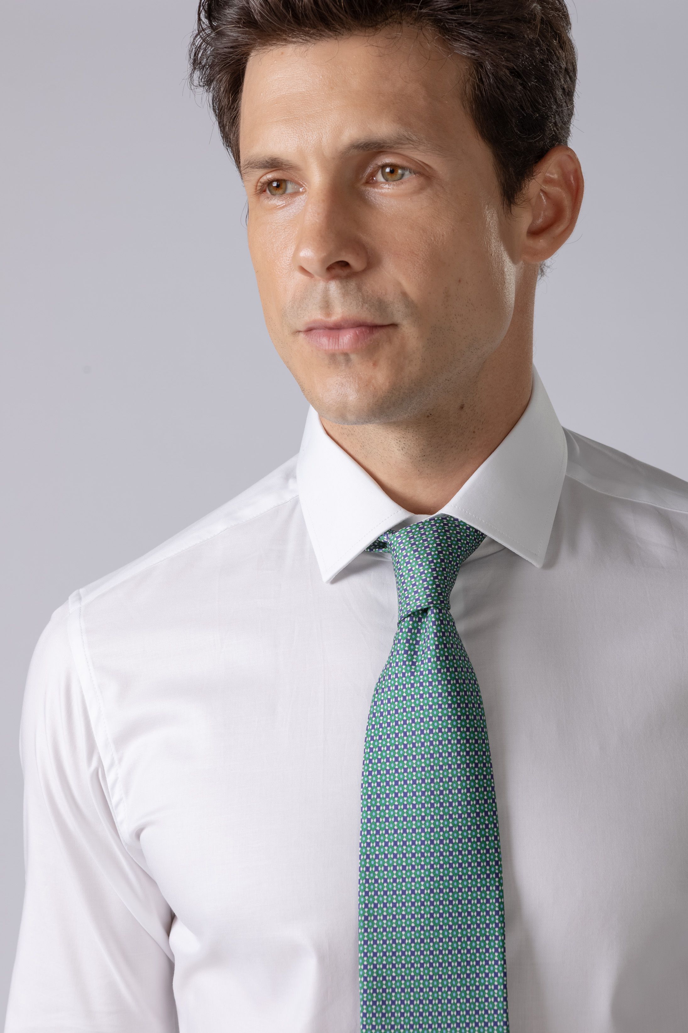 Gravata Seda Italiana Verde com marinho