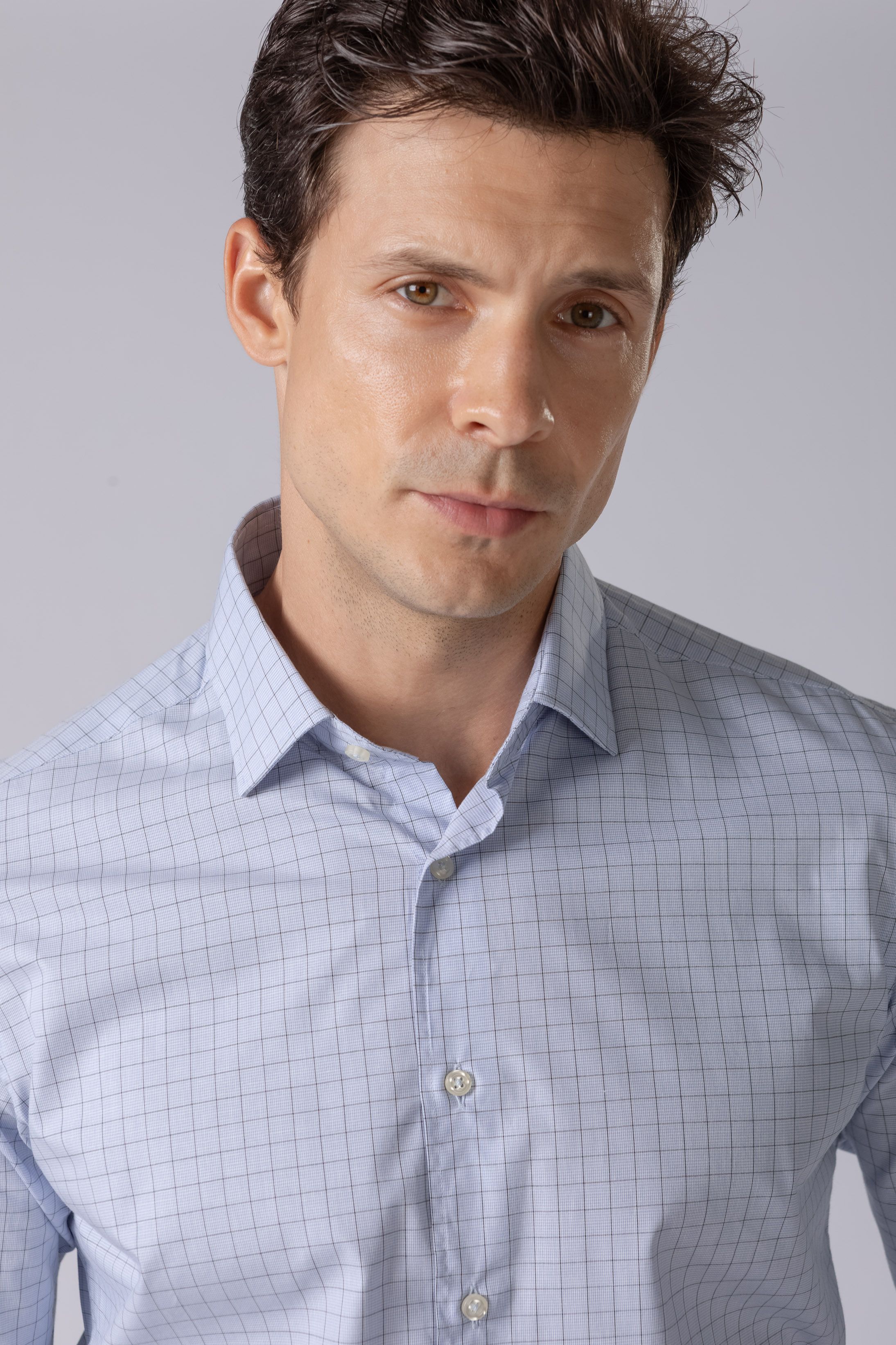 Camisa Manga Longa Regular Xadrez azul 