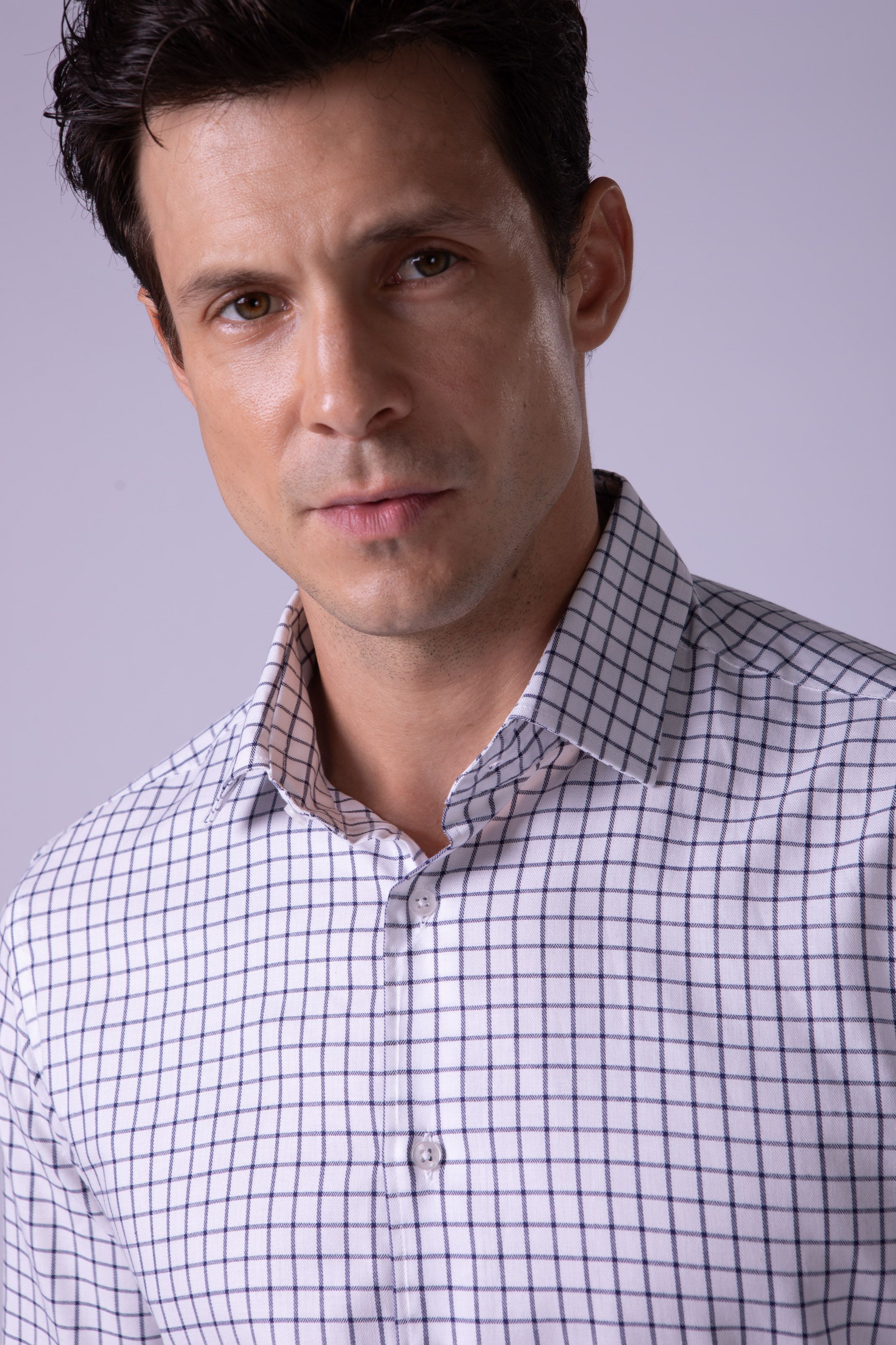 Camisa Manga Longa Slim fit Quadriculdo Marinho - Diodato Alfaiataria