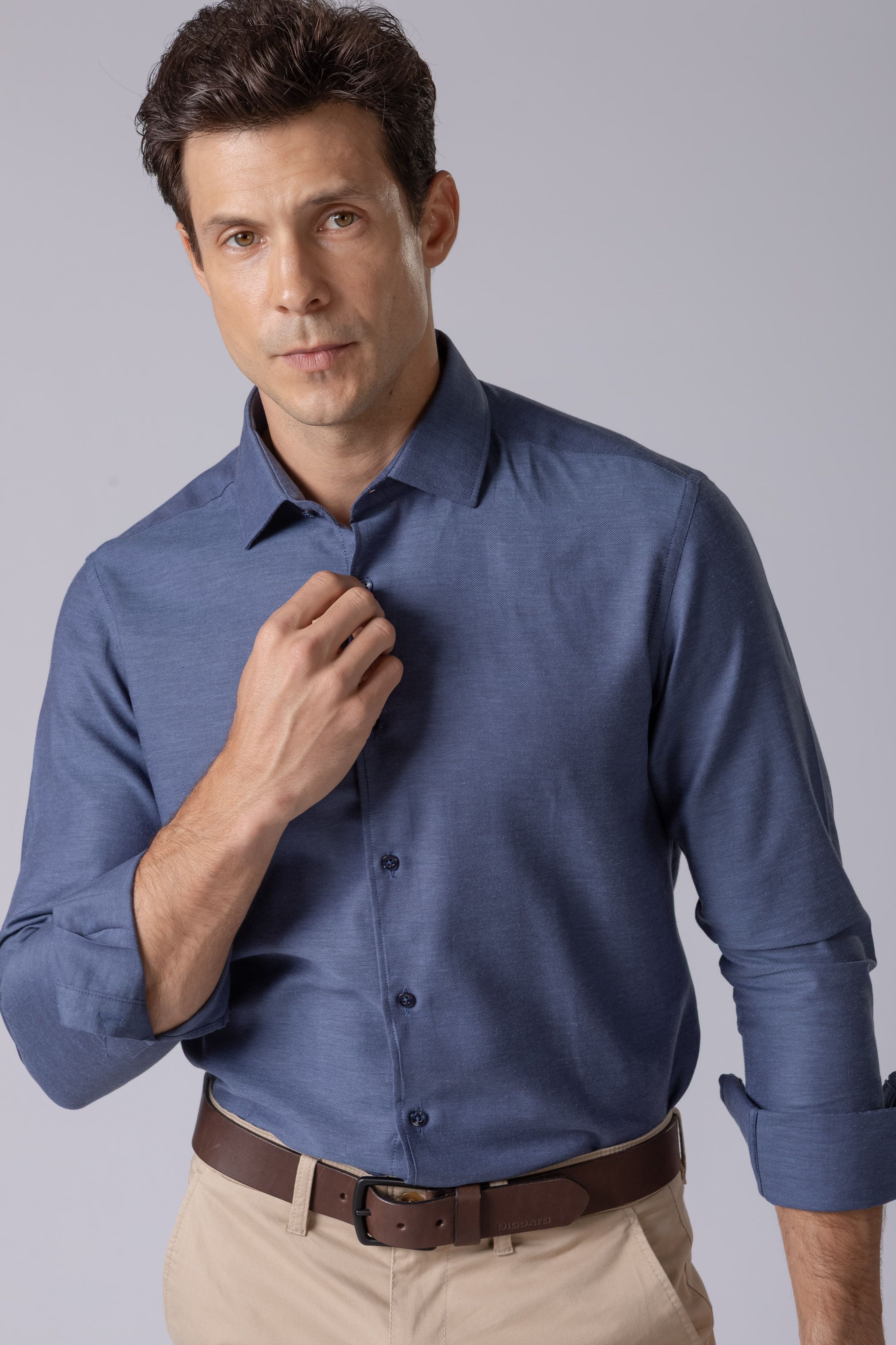 Camisa Manga Longa Slim fit Azul 