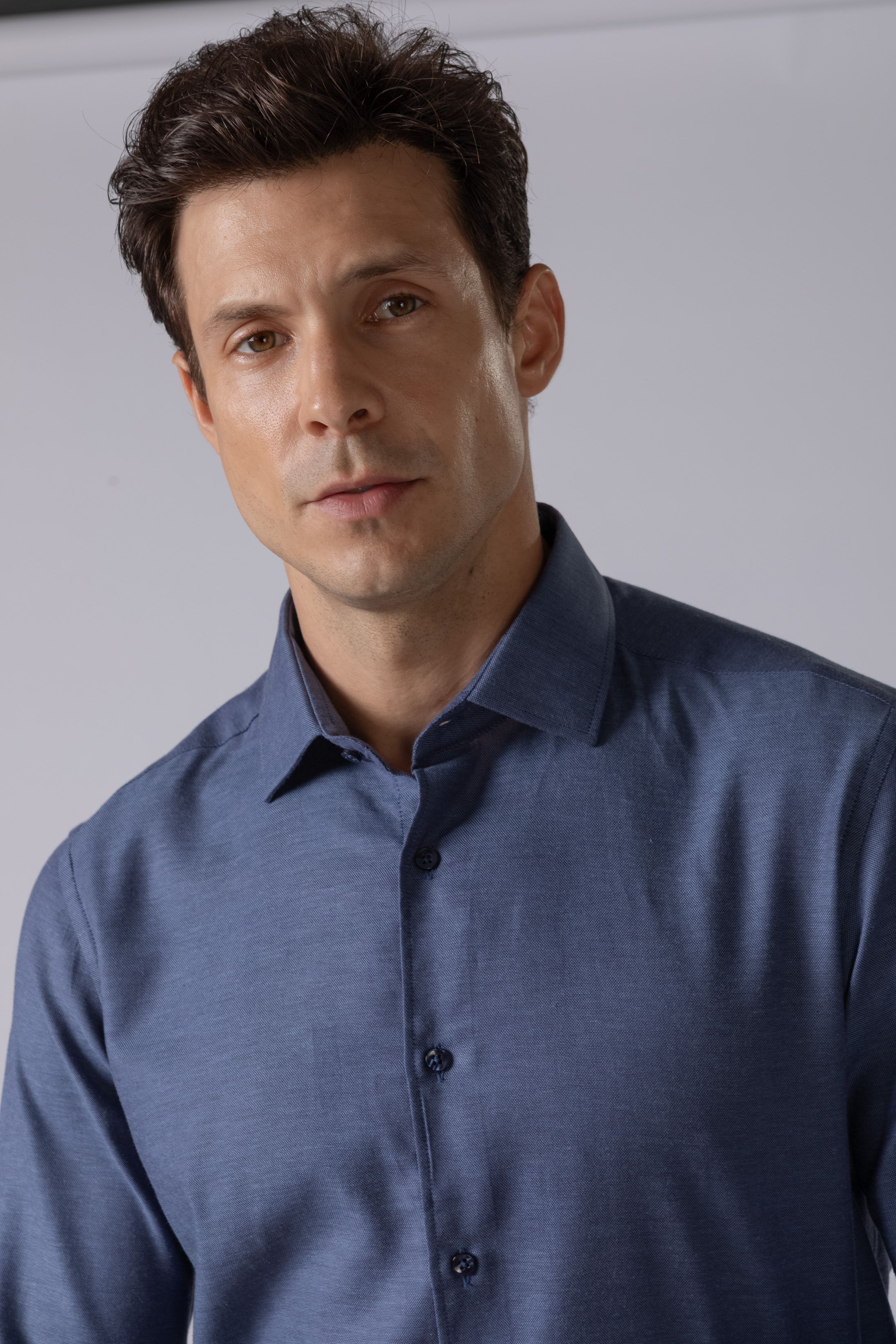 Camisa Manga Longa Slim fit Azul 