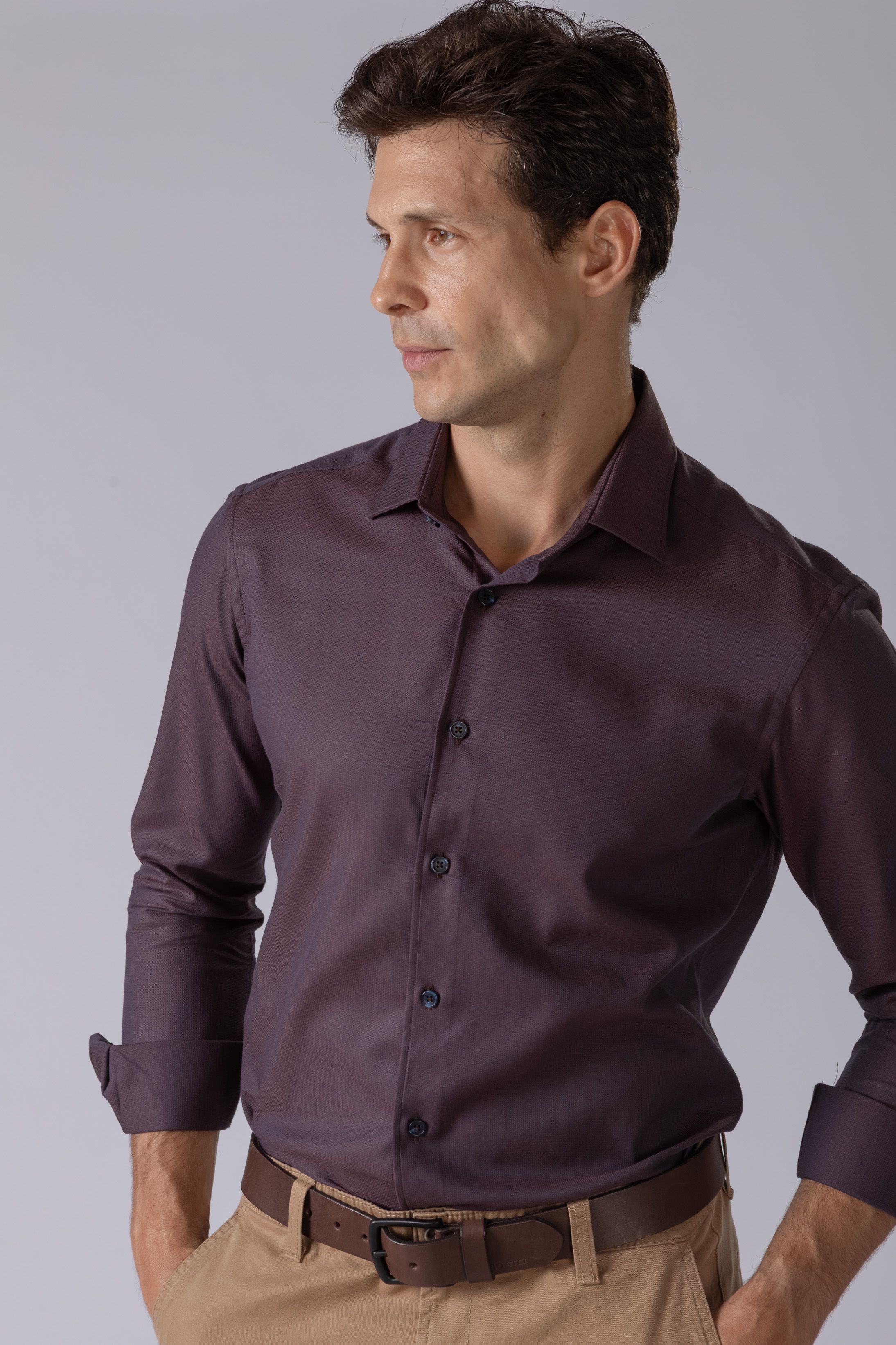 Camisa Manga Longa Slim fit Vinho