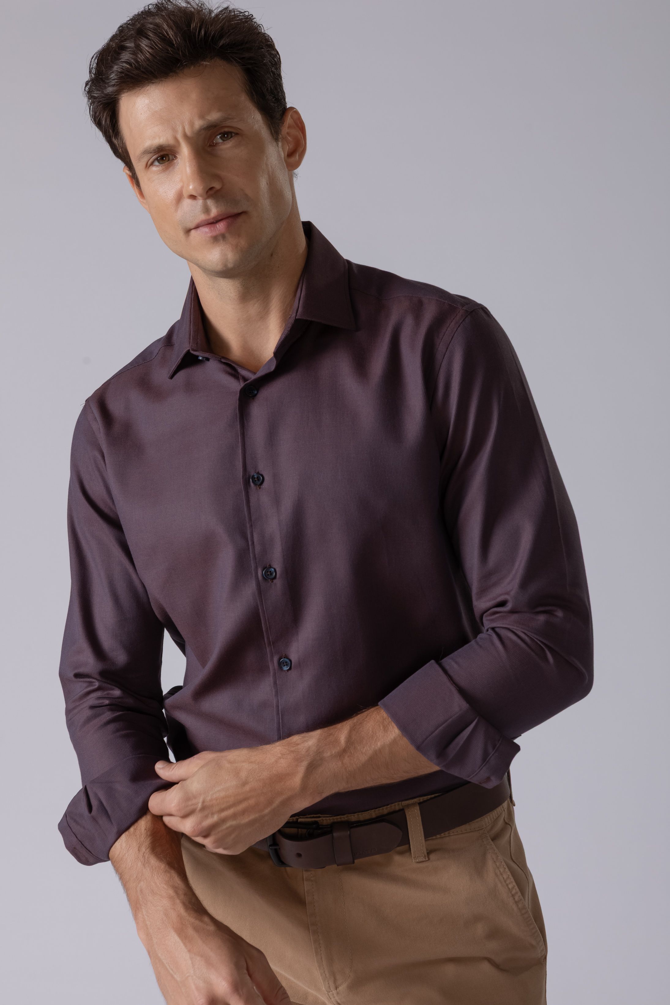 Camisa Manga Longa Slim fit Vinho