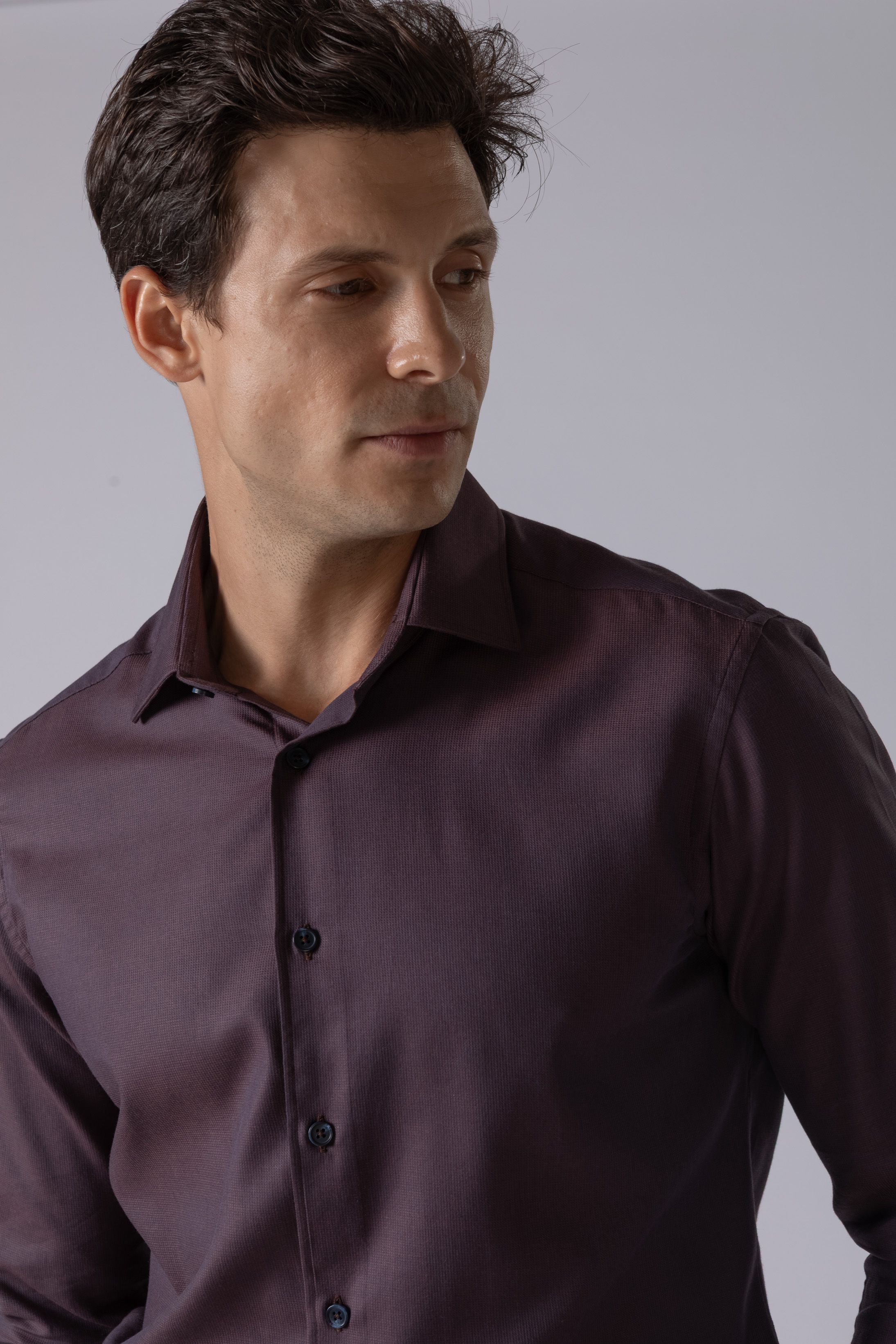 Camisa Manga Longa Slim fit Vinho - Diodato Alfaiataria
