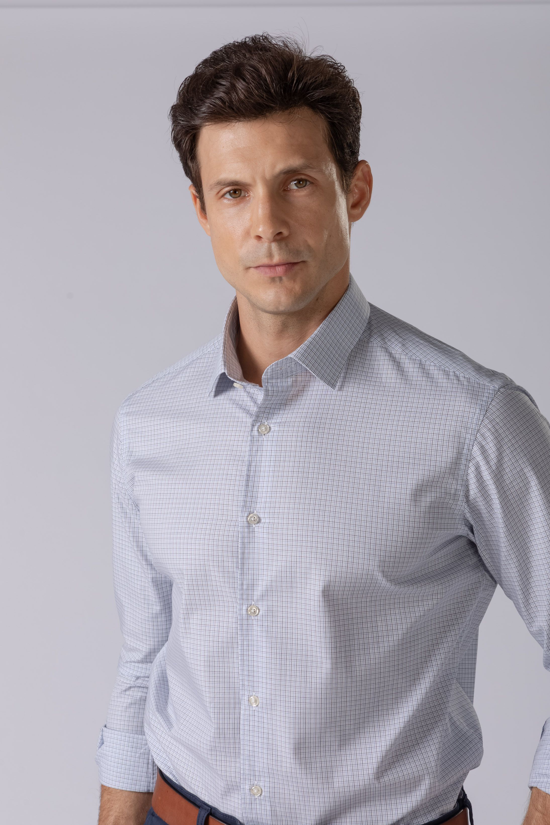 Camisa Manga Longa Regular Quadriculado preto/azul