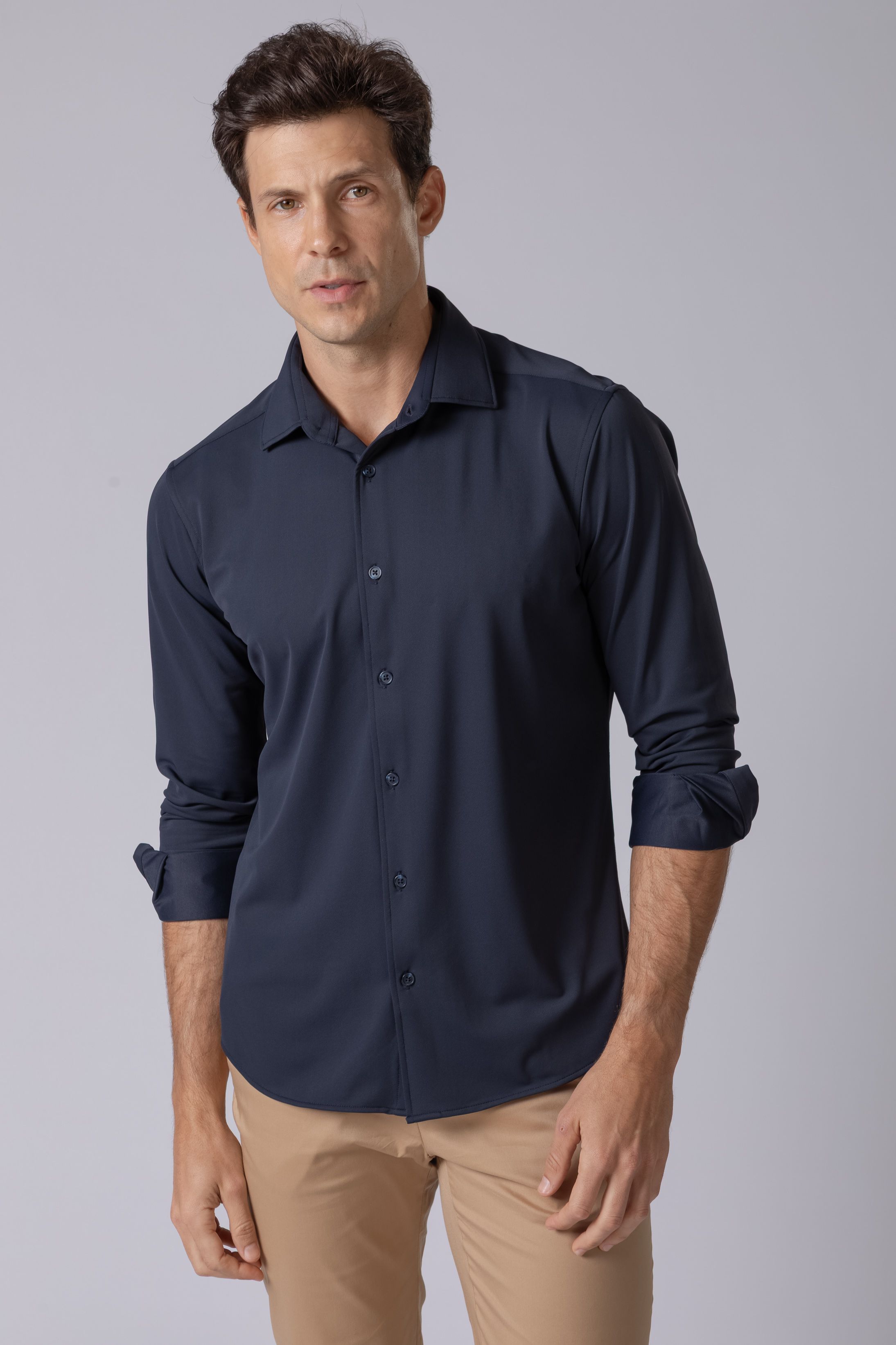 Camisa Manga Longa Slim fit Marinho - Diodato Alfaiataria