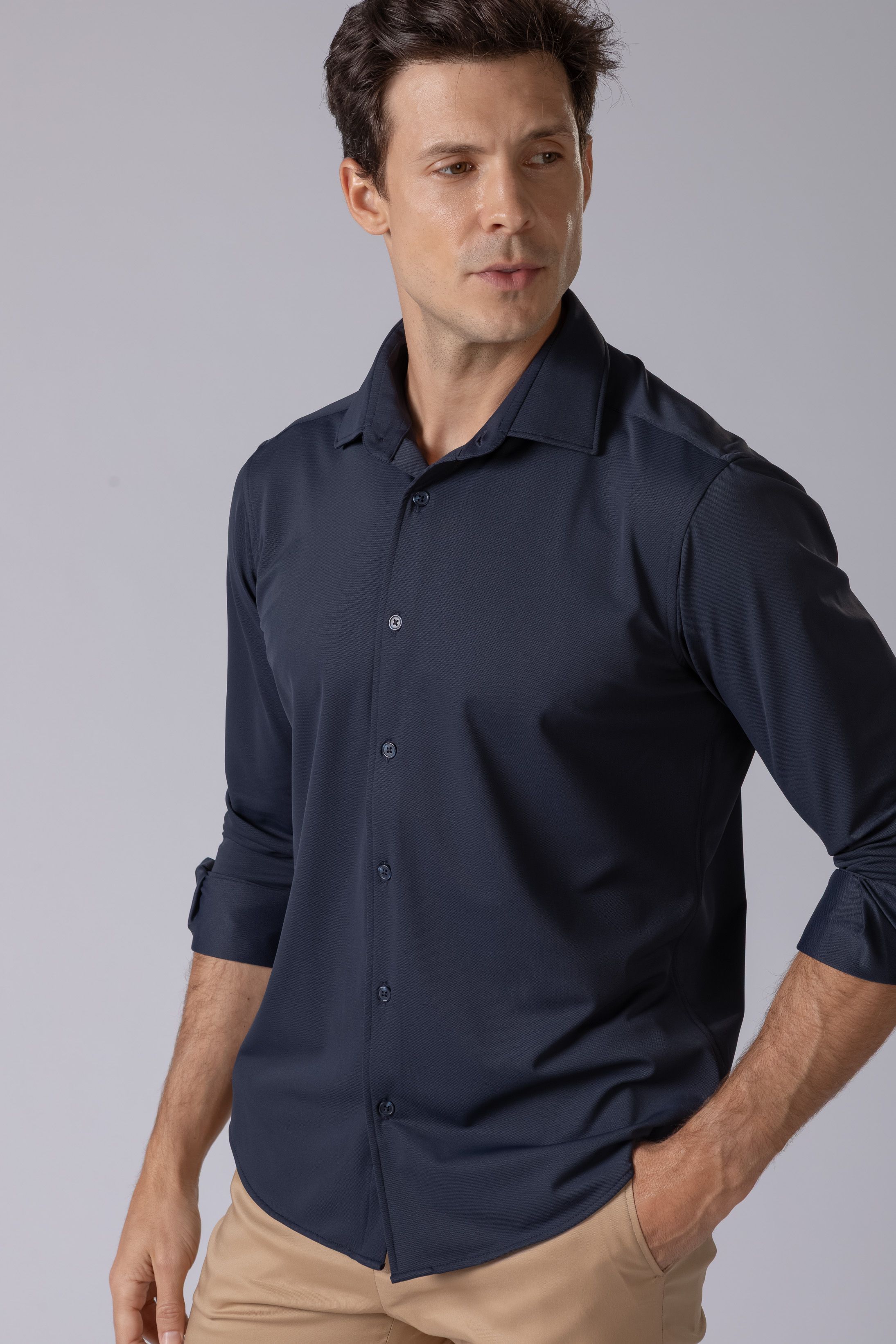 Camisa Manga Longa Slim fit Marinho
