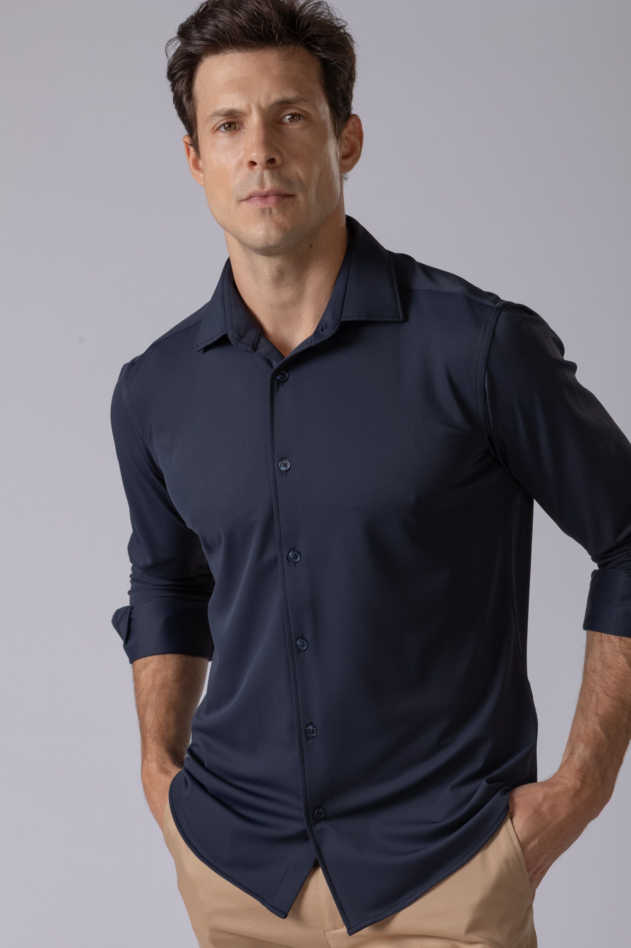 Camisa Manga Longa Slim fit Marinho