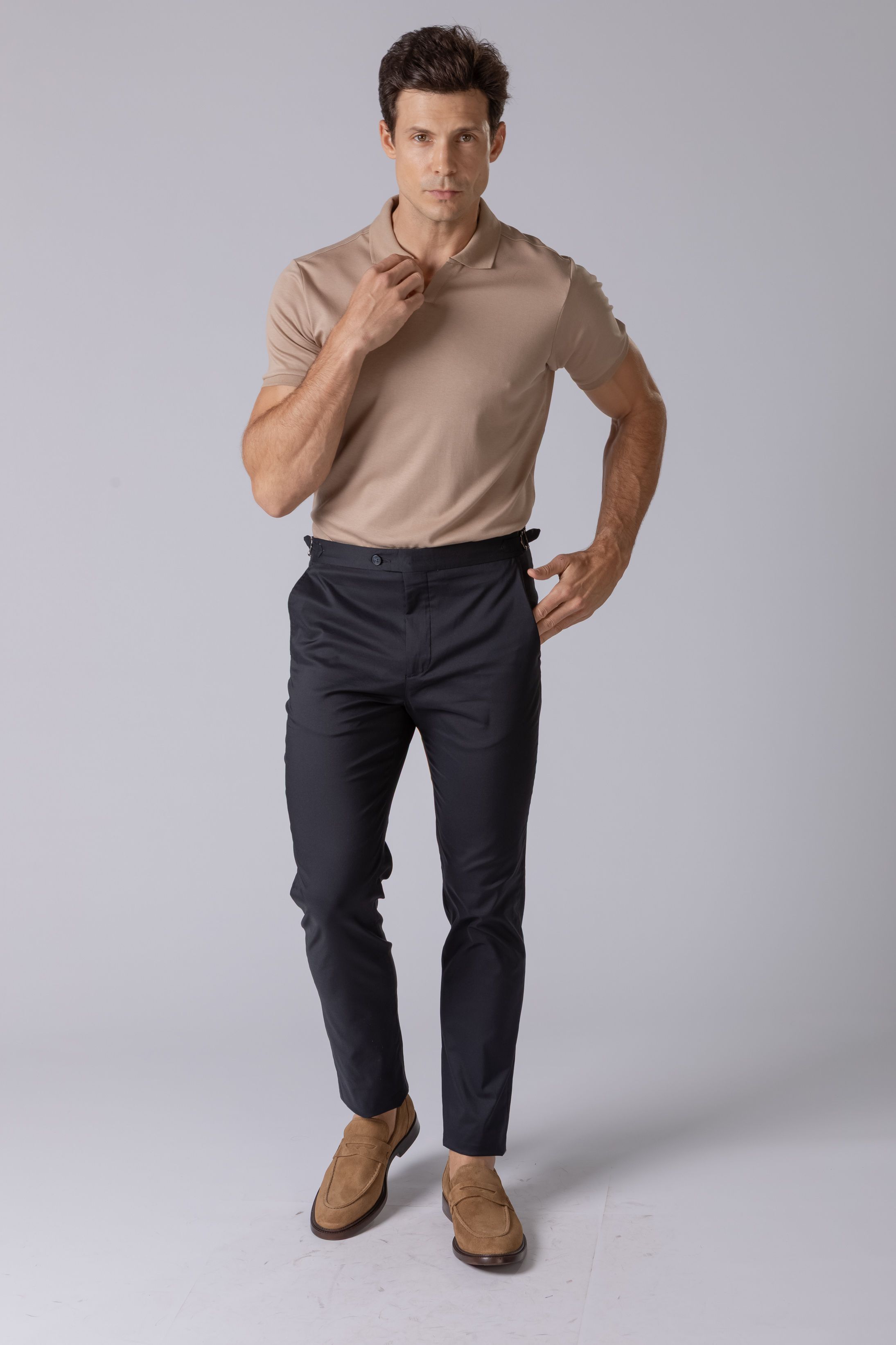 Calça sport com fivela Marinho noite - Diodato Alfaiataria
