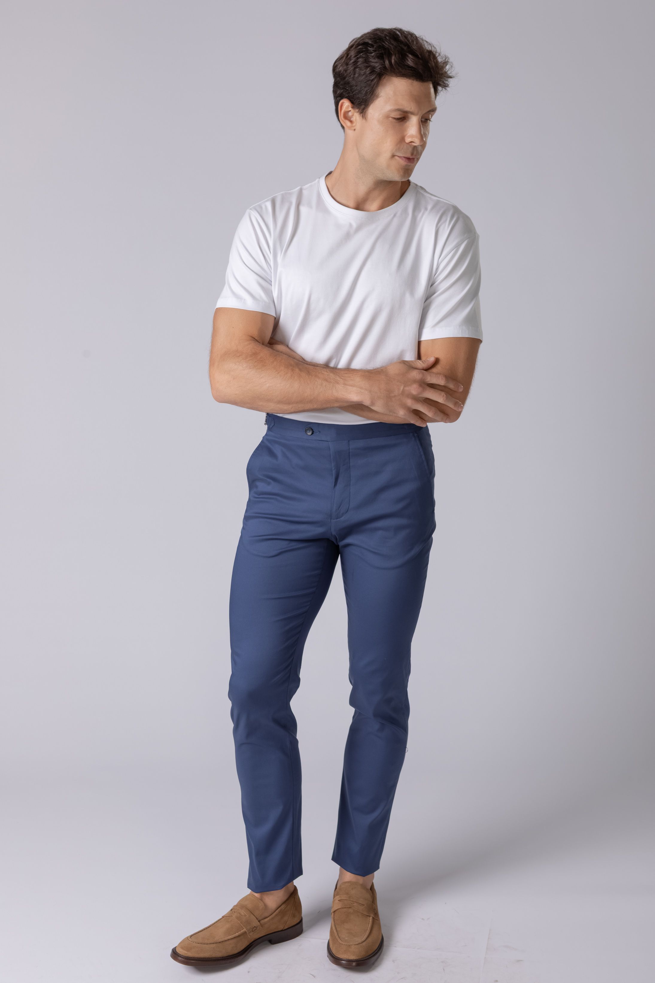 Calça sport com fivela Azul