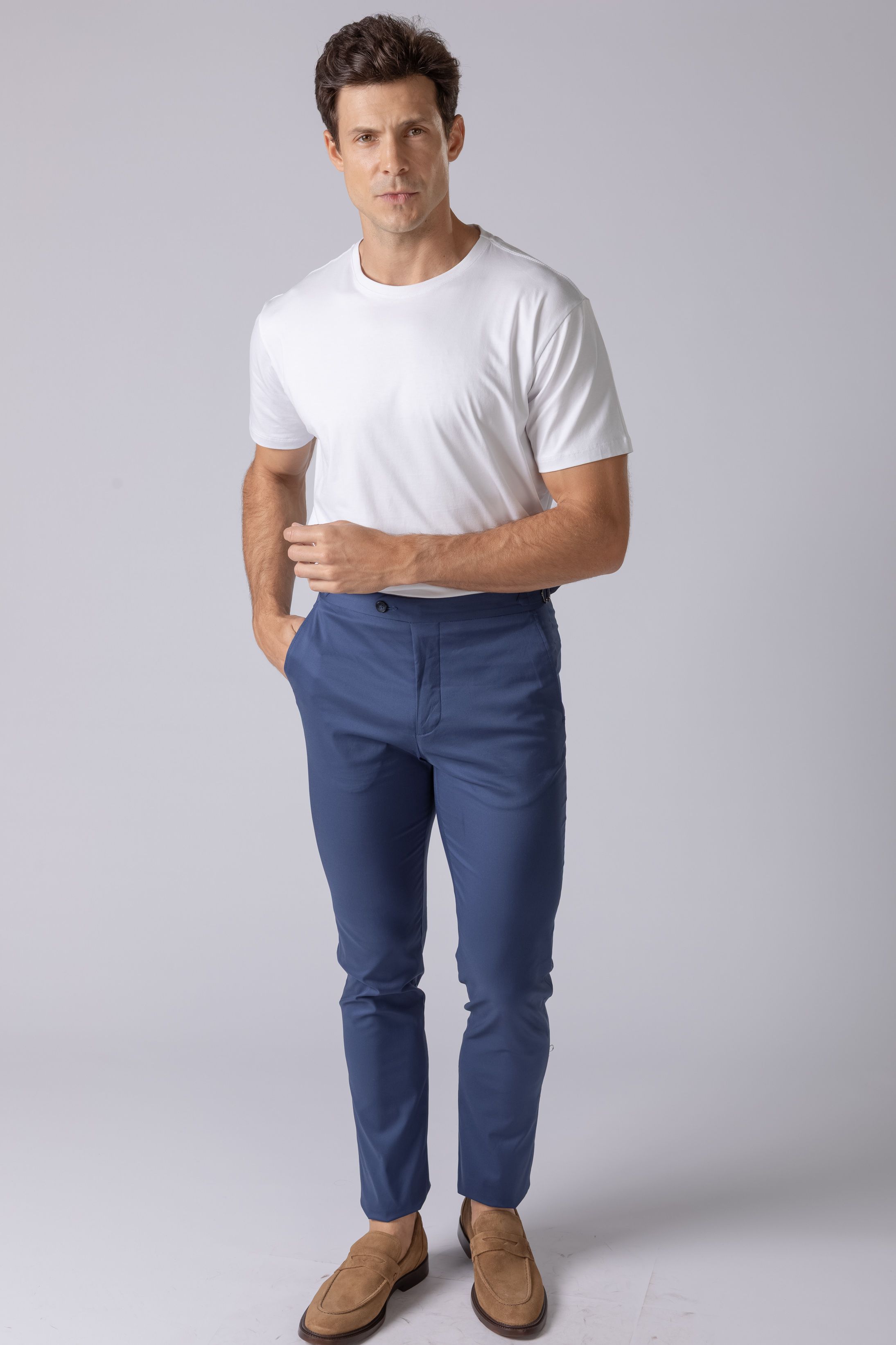 Calça sport com fivela Azul - Diodato Alfaiataria