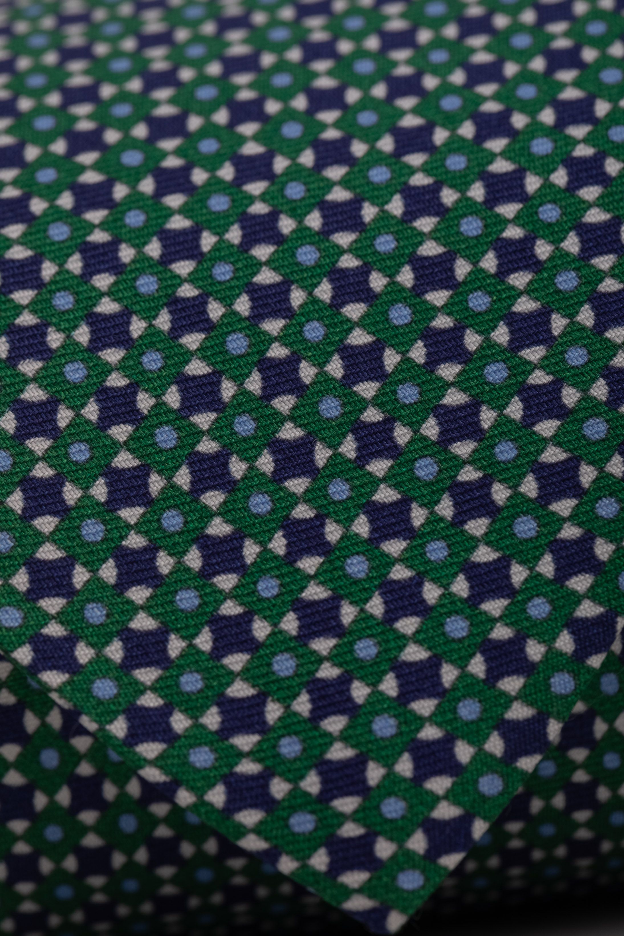 Gravata Seda Italiana Verde com marinho