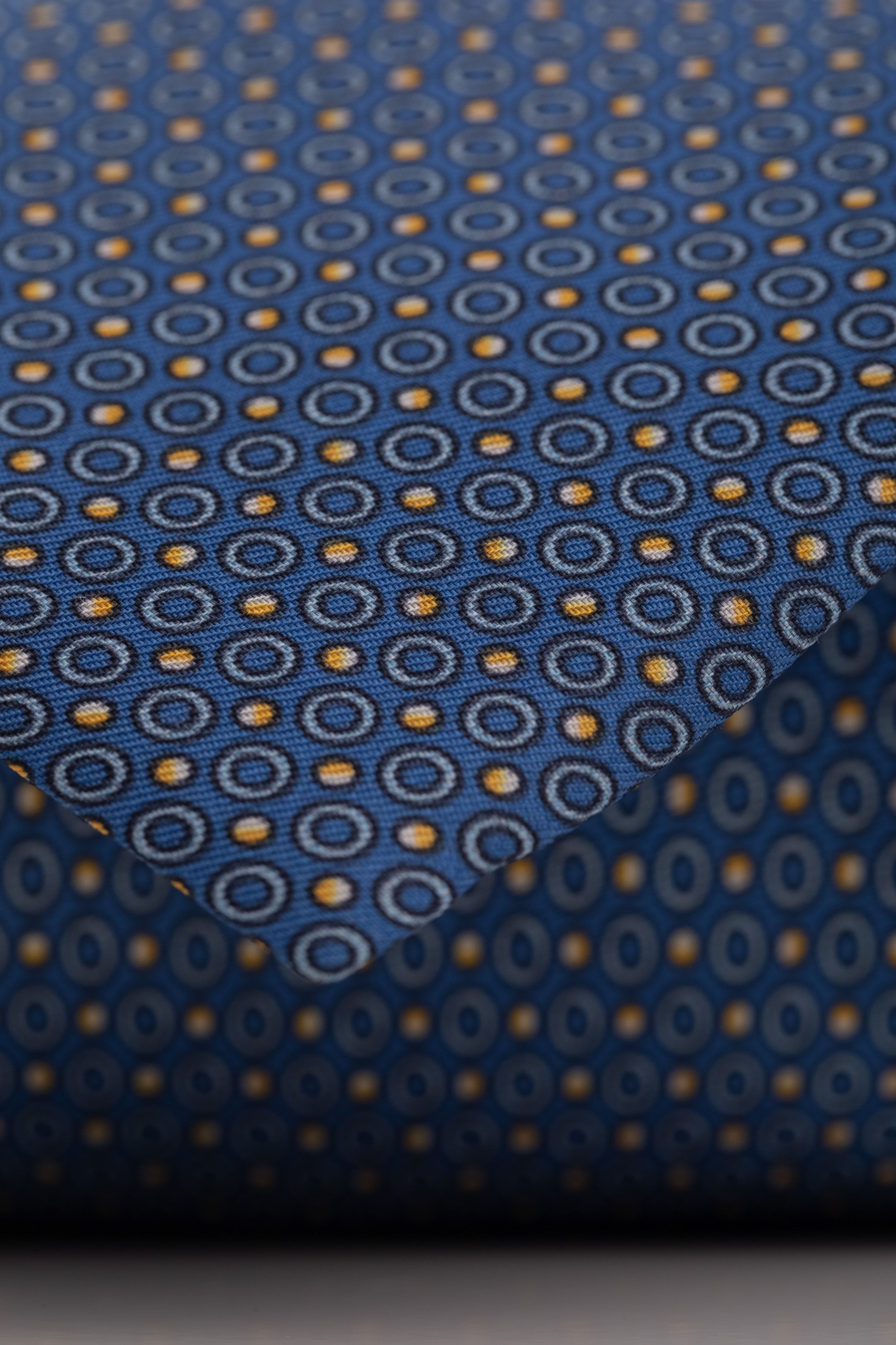 Gravata Seda Italiana Azul com amarelo