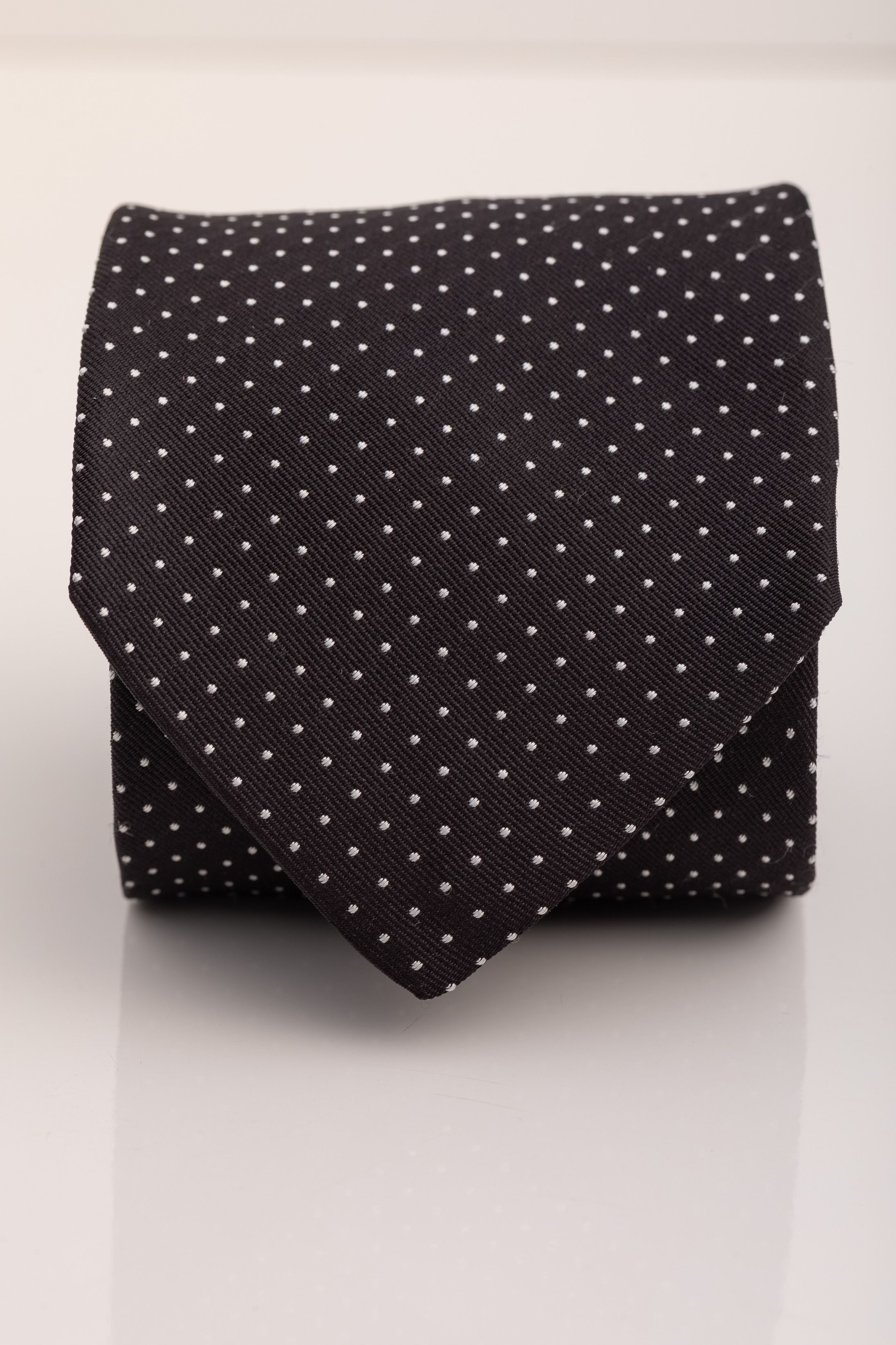 Gravata Seda Italiana Jacquard Preto com branco - Diodato Alfaiataria