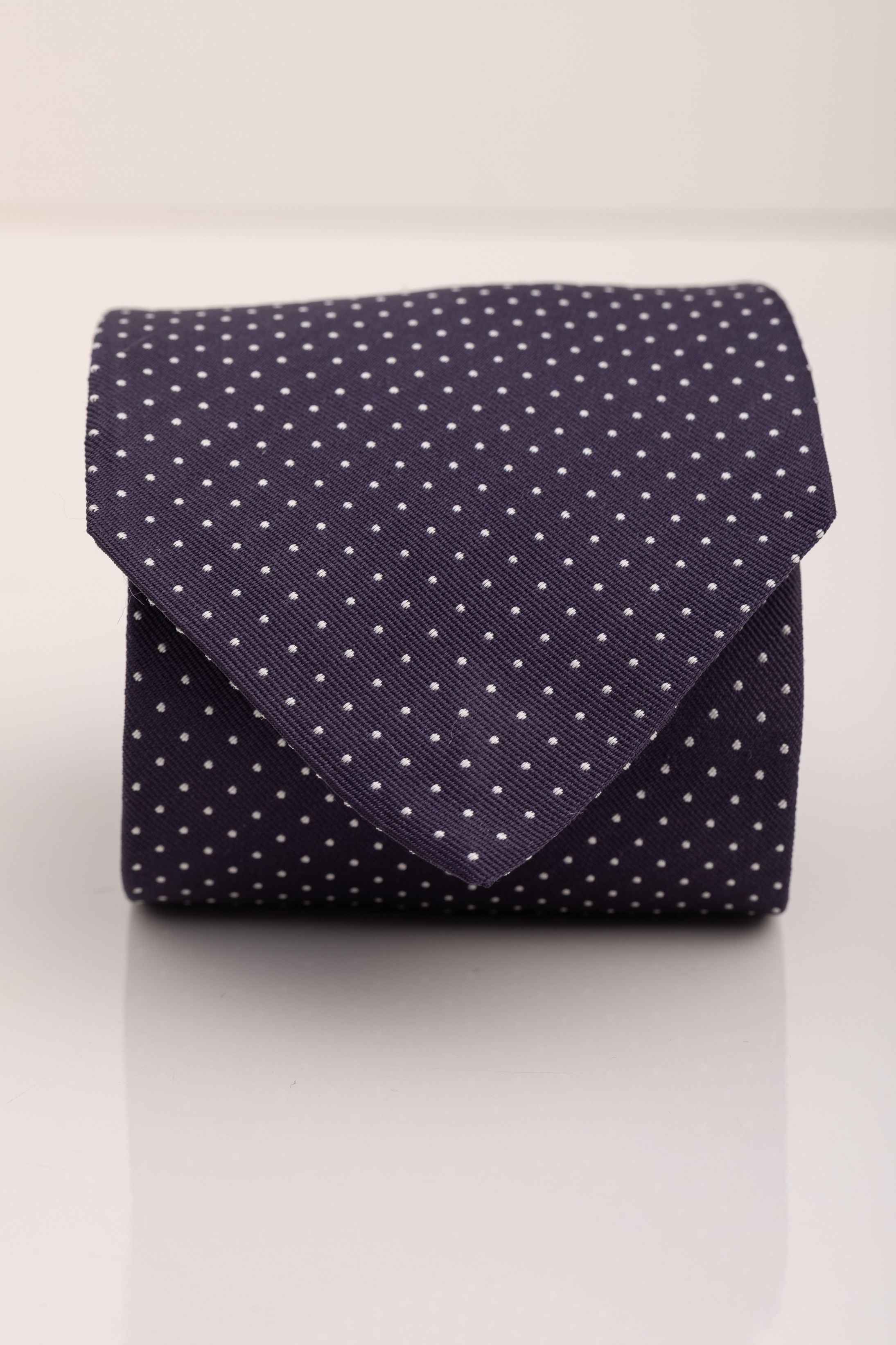 Gravata Seda Italiana Jacquard Marinho com branco - Diodato Alfaiataria