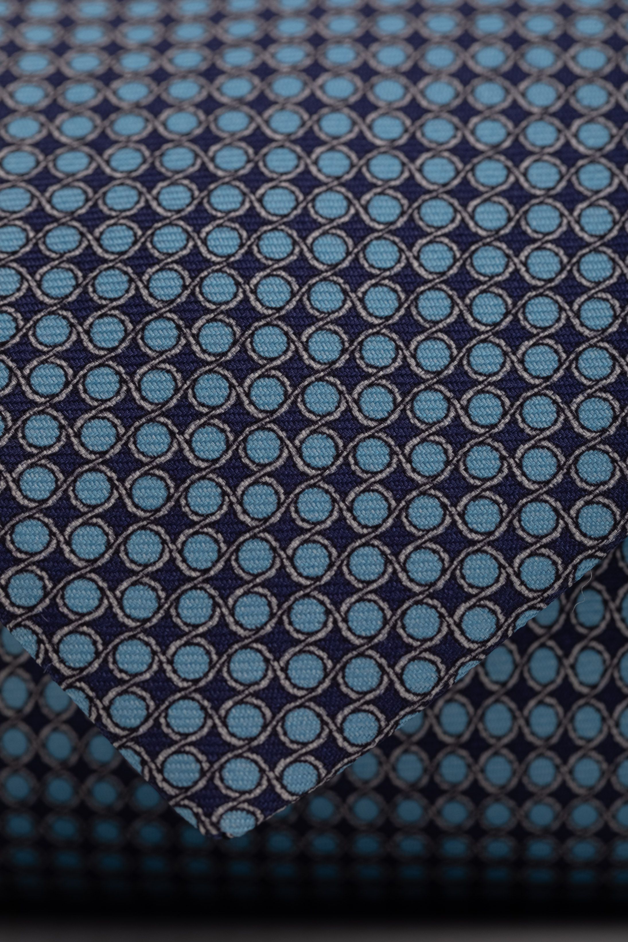 Gravata Seda Italiana Micro Desenho Azul