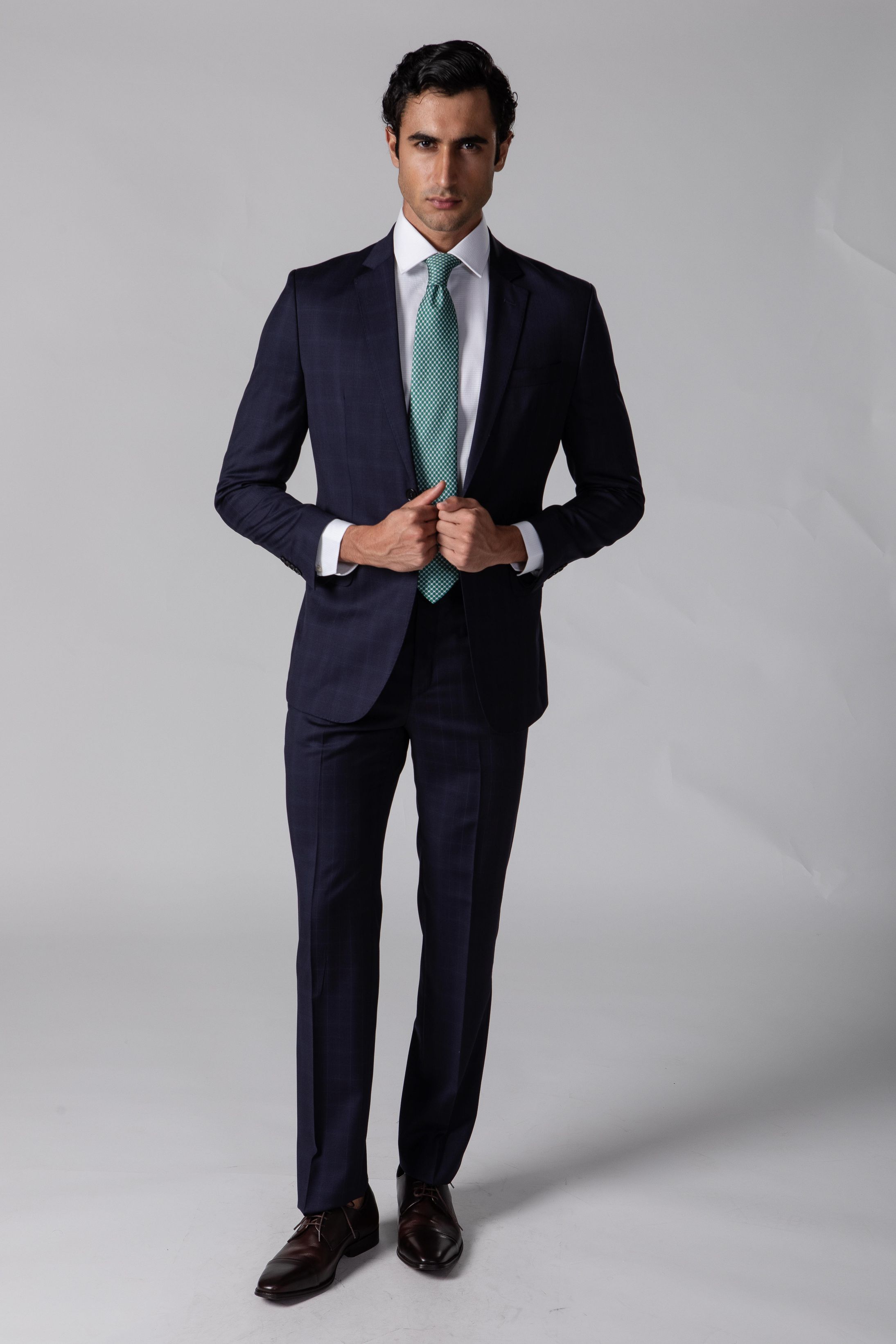 Costume Reda Super 110 Slim Window Pane Marinho - Diodato Alfaiataria