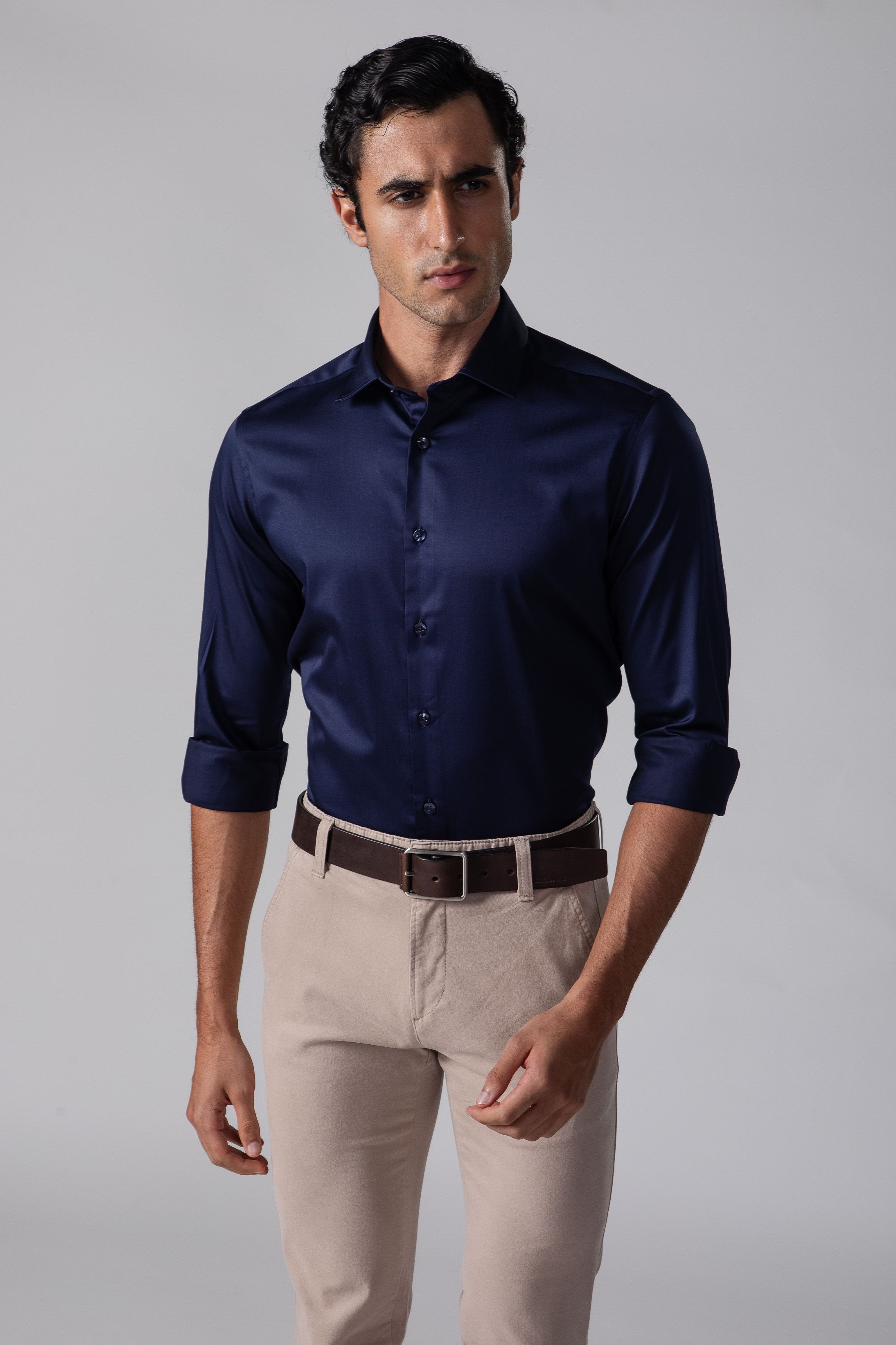 Camisa Manga Longa Slim fit Marinho