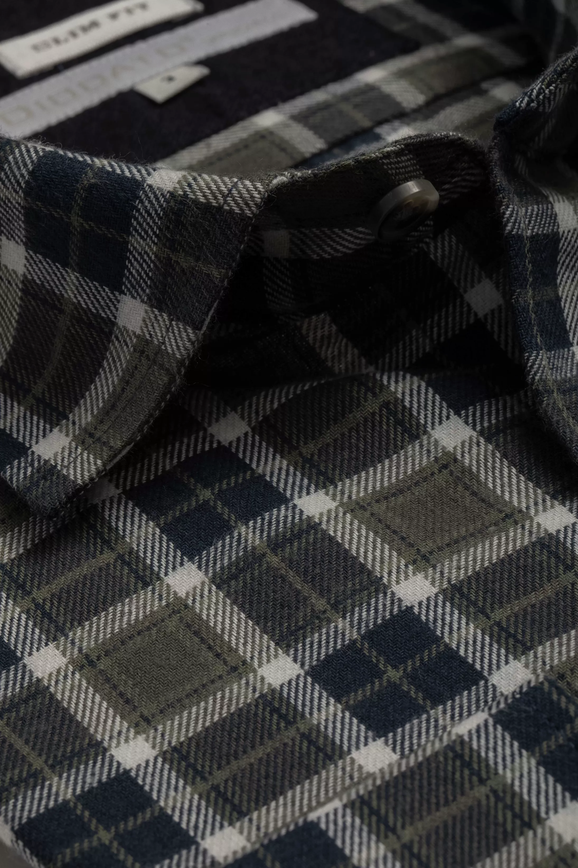 Camisa Manga Longa Slim fit Xadrez Verde Marinho - Diodato Alfaiataria