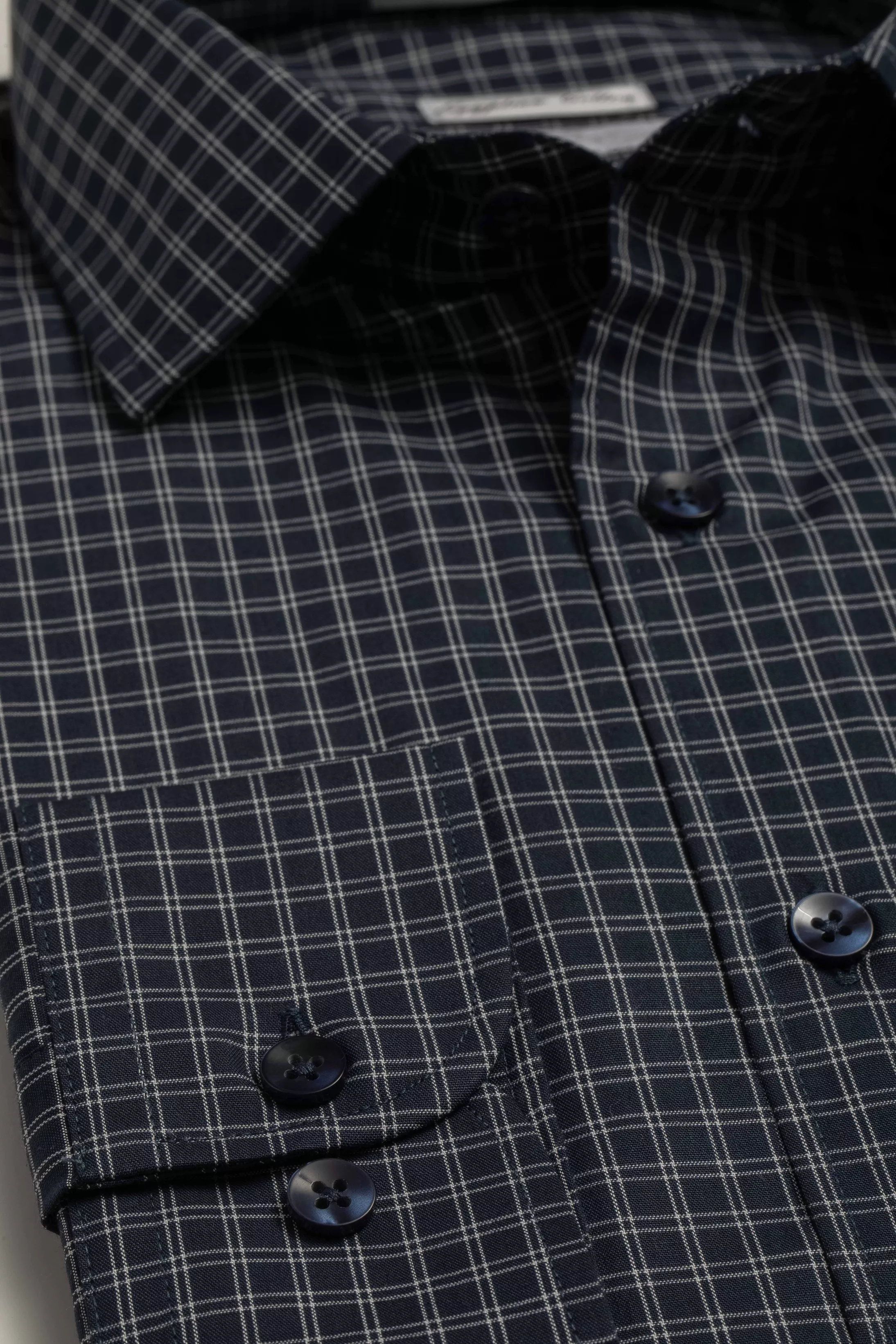 Camisa Manga Longa Slim fit Quadriculado Marinho
