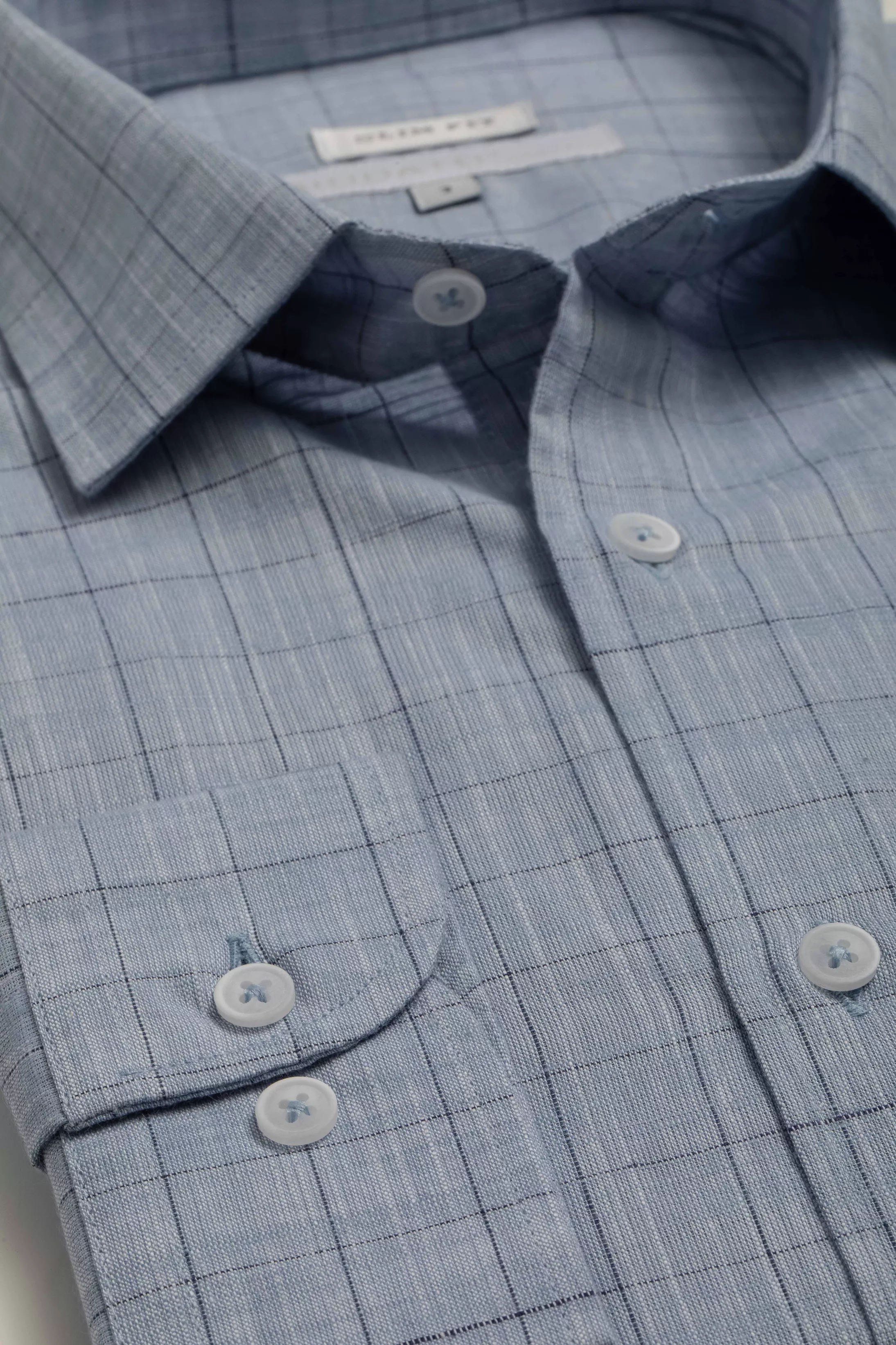 Camisa Manga Longa Slim fit Quadriculada Azul - Diodato Alfaiataria