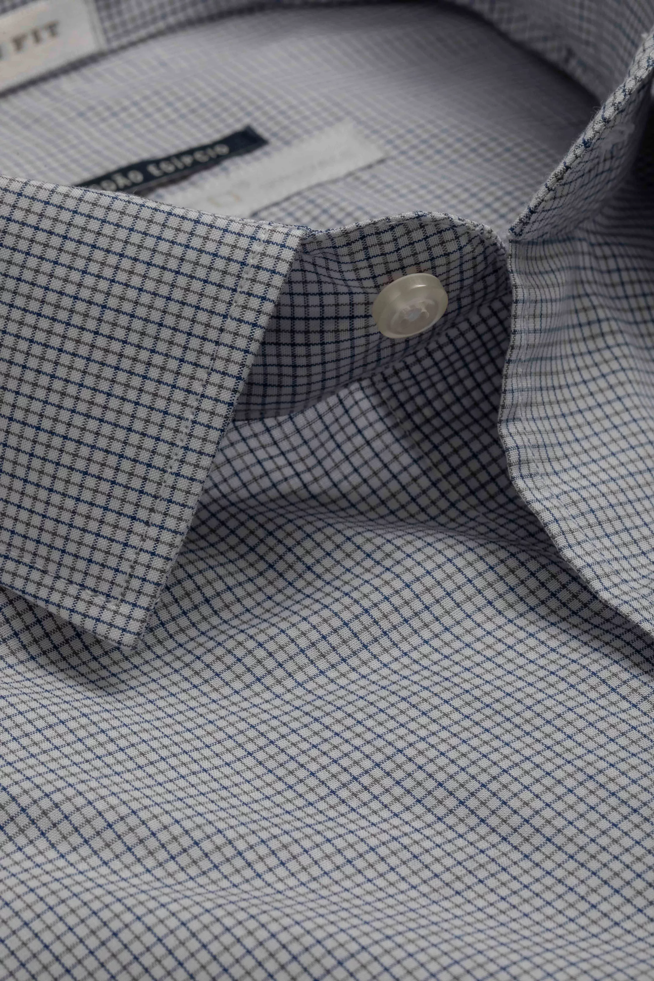 Camisa Manga Longa Slim fit Quadriculado Azul/caqu - Diodato Alfaiataria