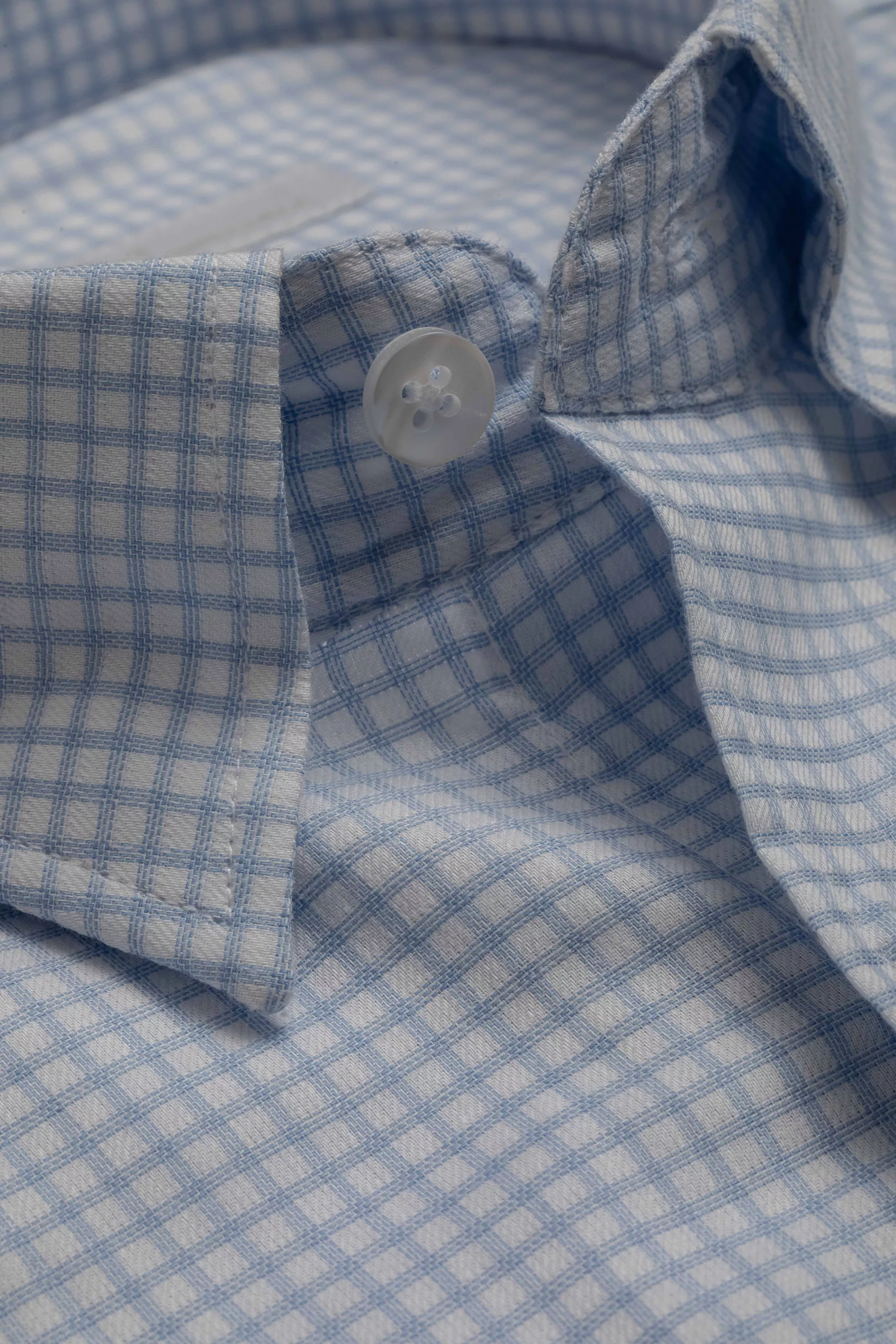 Camisa Manga Longa Regular Quadriculado Branco/azu - Diodato Alfaiataria