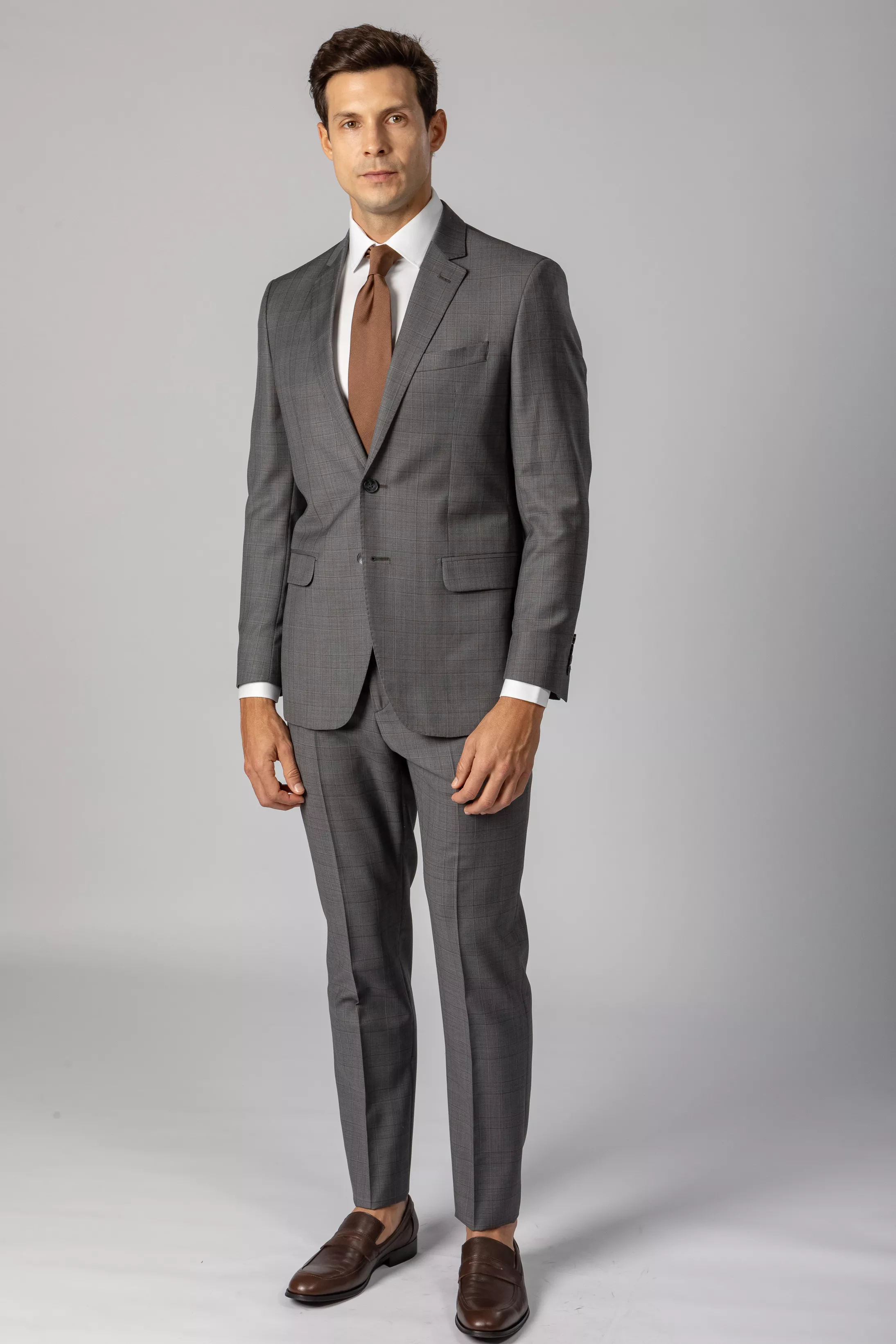 Costume Super 120 Regular Window Pane Cinza médio - Diodato Alfaiataria
