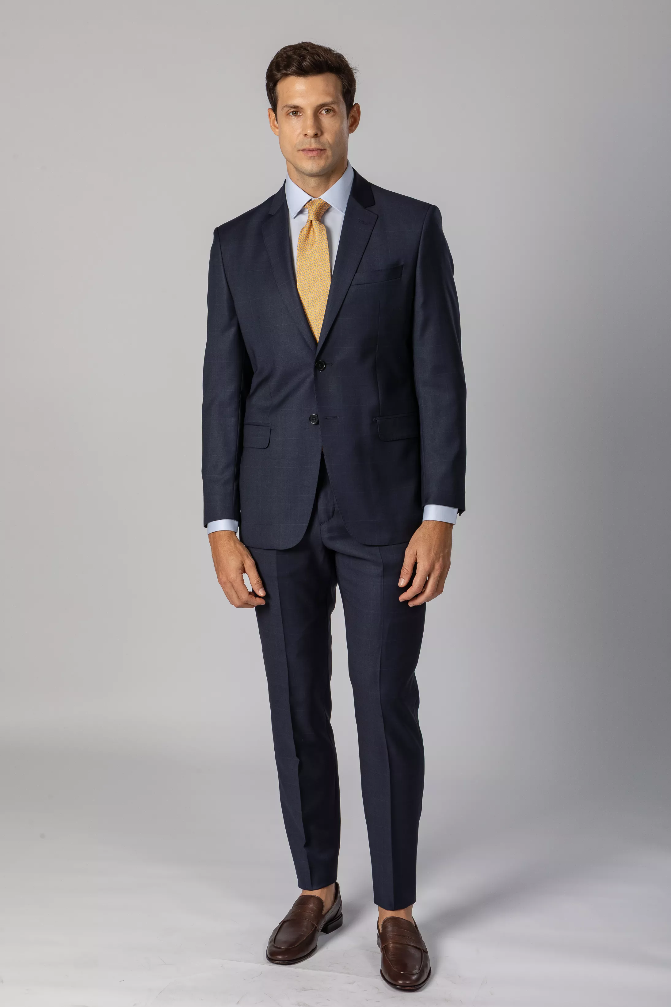 Costume Reda Super 130 Slim Window Pane Marinho - Diodato Alfaiataria