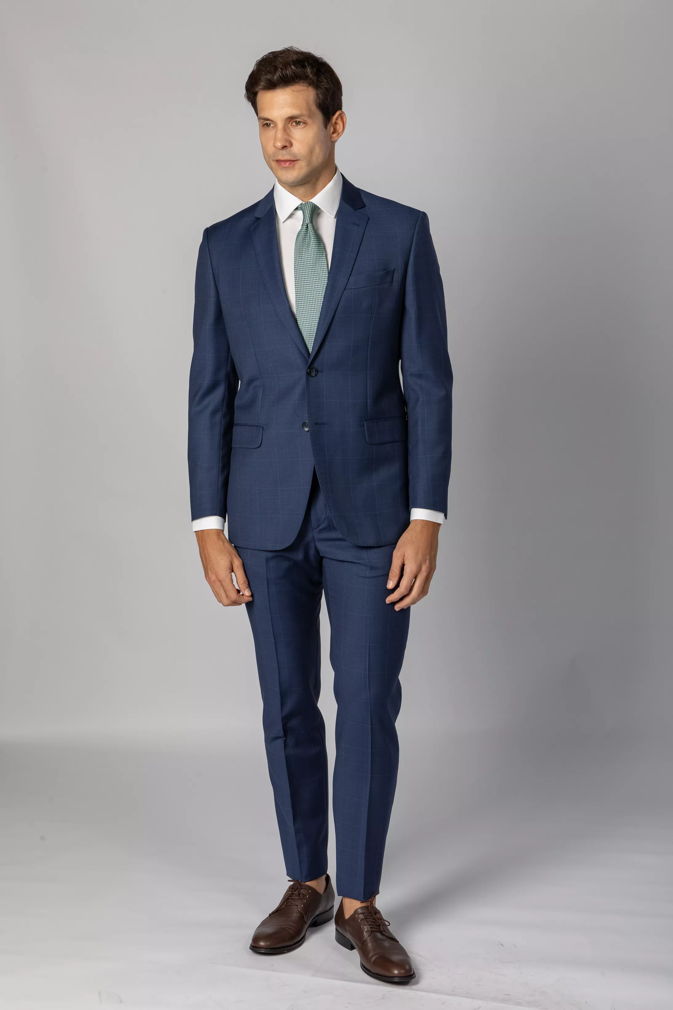 Costume Super 120 Slim Window Pane Azul - Diodato Alfaiataria