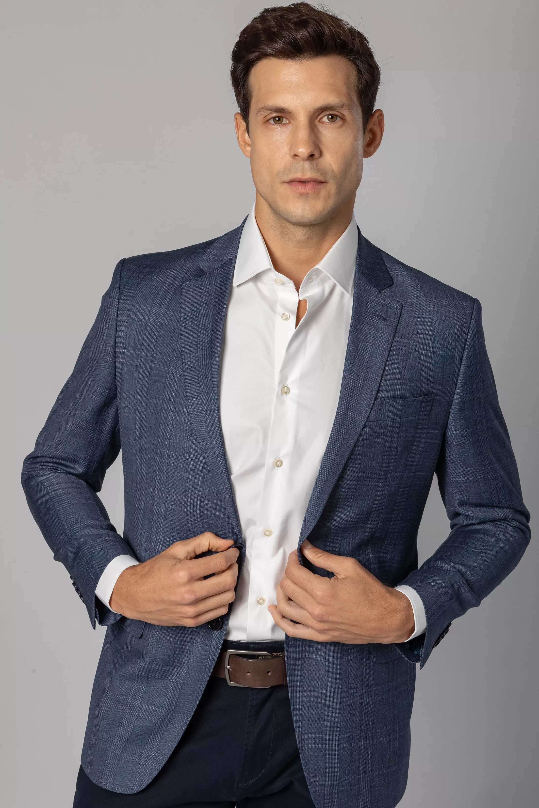 Blazer Reda Super 130 Slim Window Pane Azul - Diodato Alfaiataria
