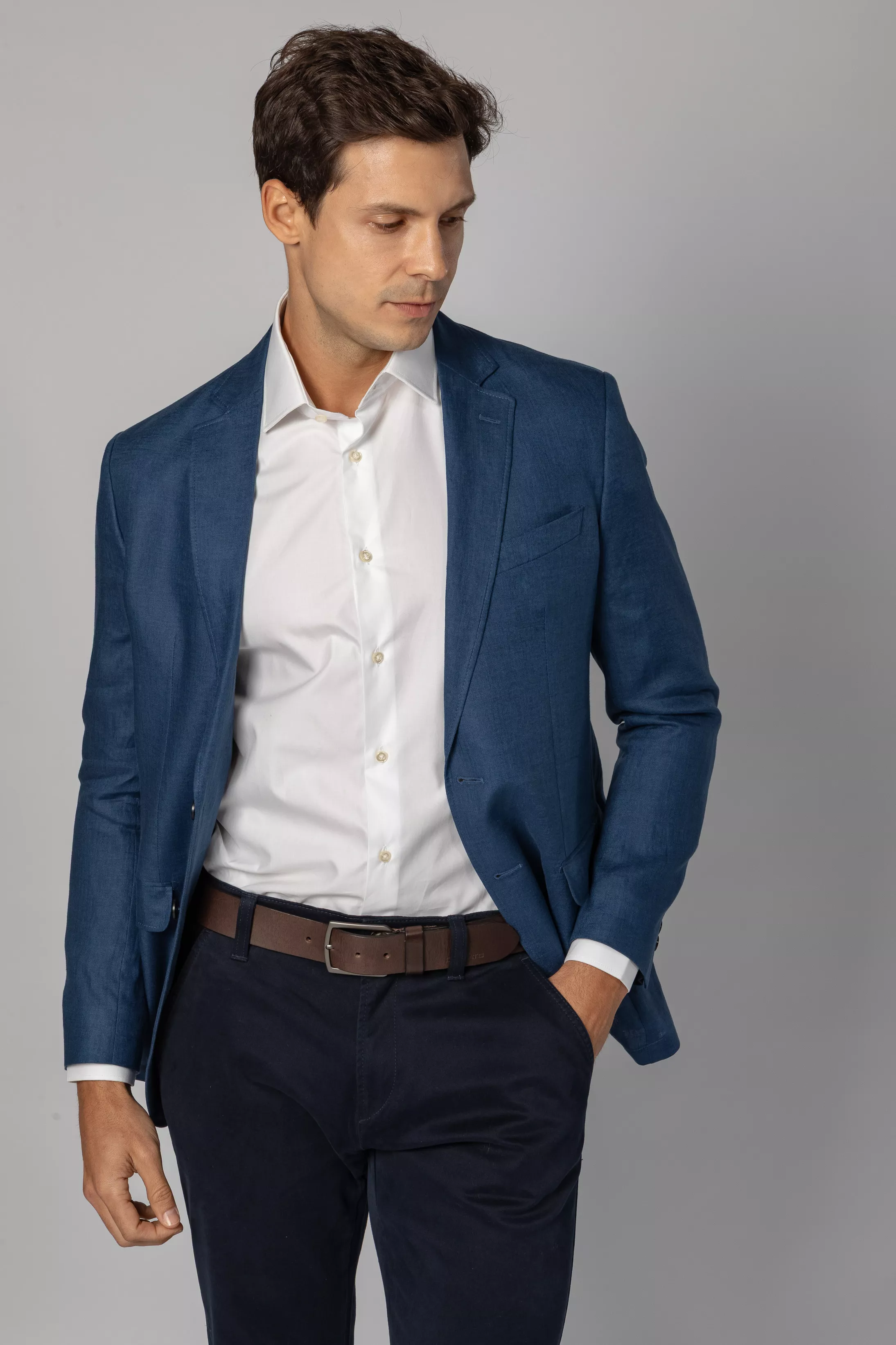 Blazer Slim Linho Azul - Diodato Alfaiataria