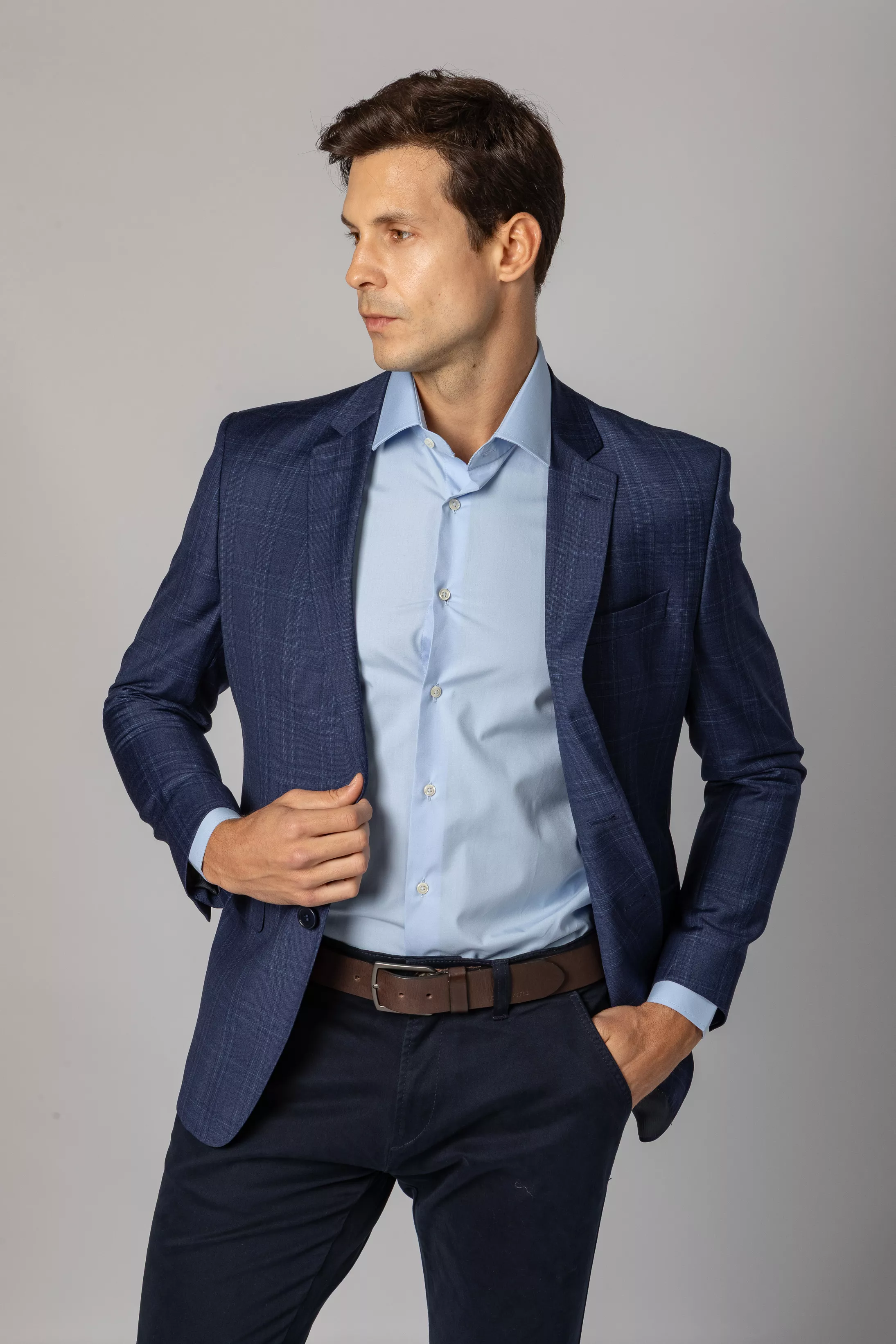 Blazer Reda Super 130 Slim Window Pane Marinho - Diodato Alfaiataria