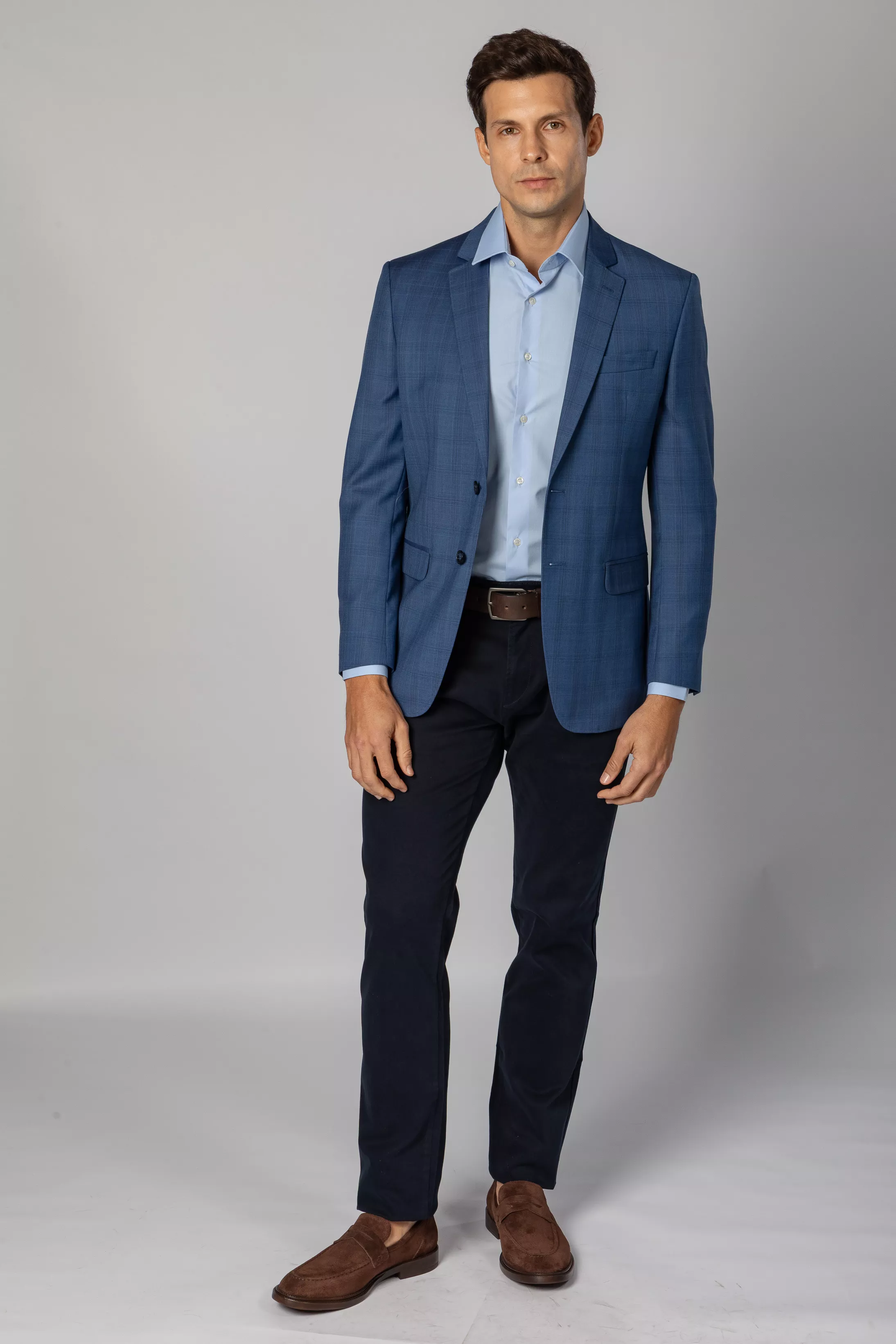 Blazer Slim Super 120 Window Pane Azul Claro