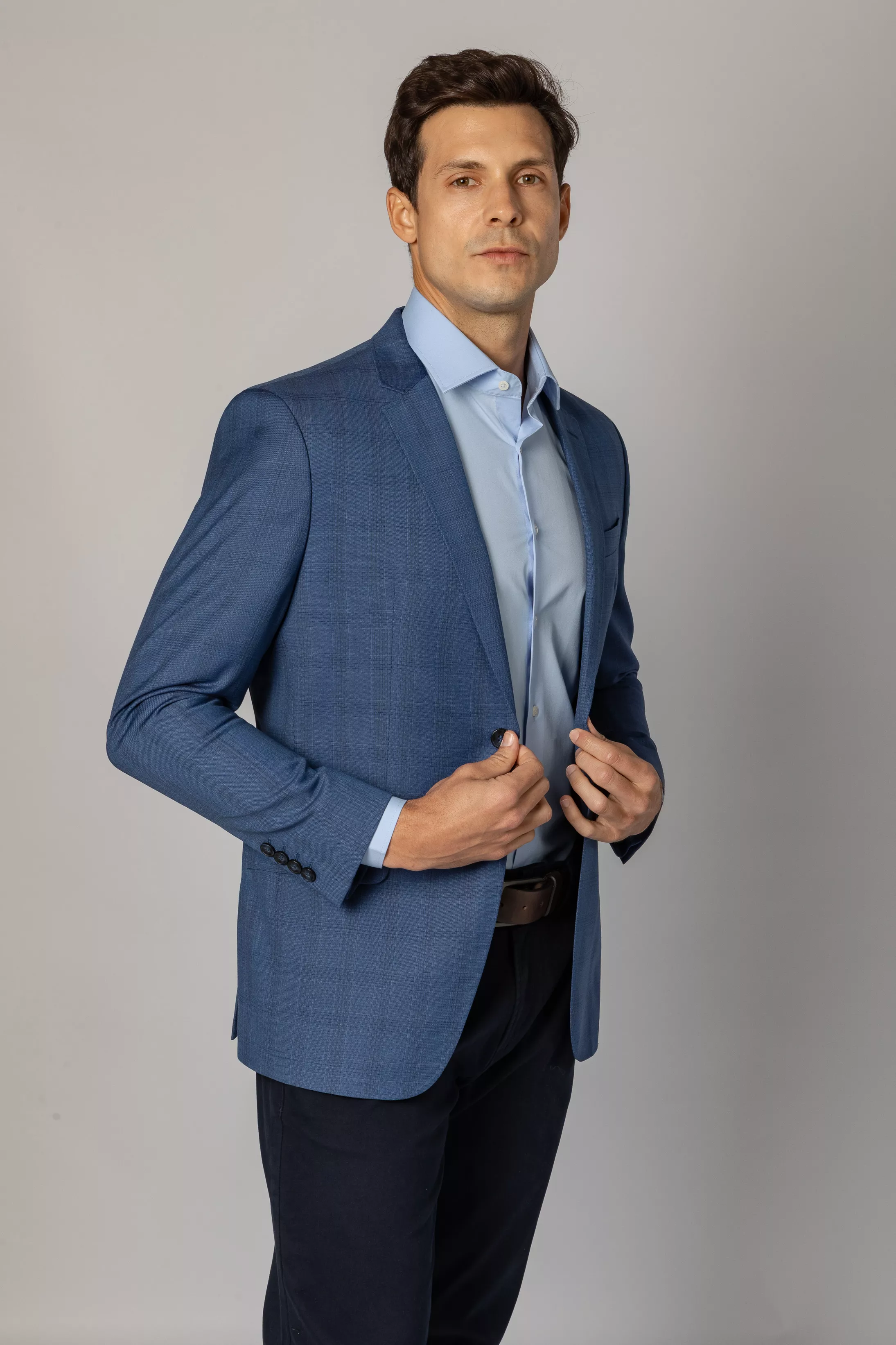 Blazer Slim Super 120 Window Pane Azul Claro