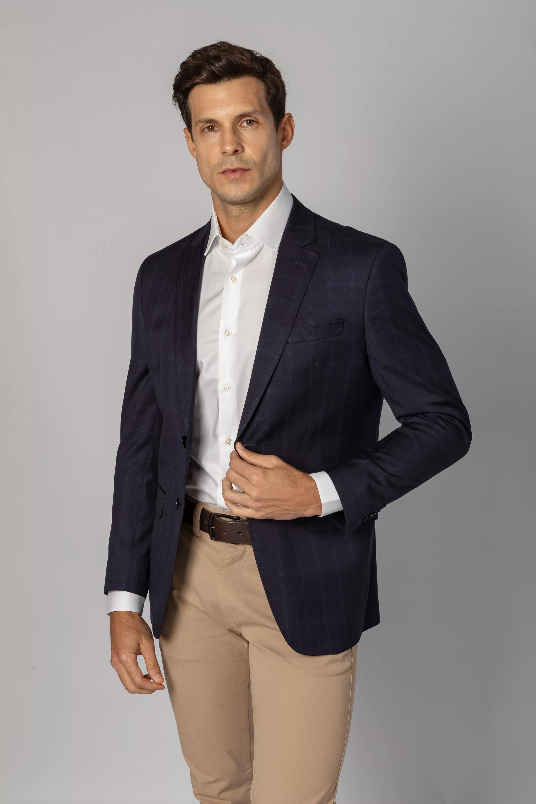 Blazer Reda Super 110 Slim Window Pane Marinho - Diodato Alfaiataria