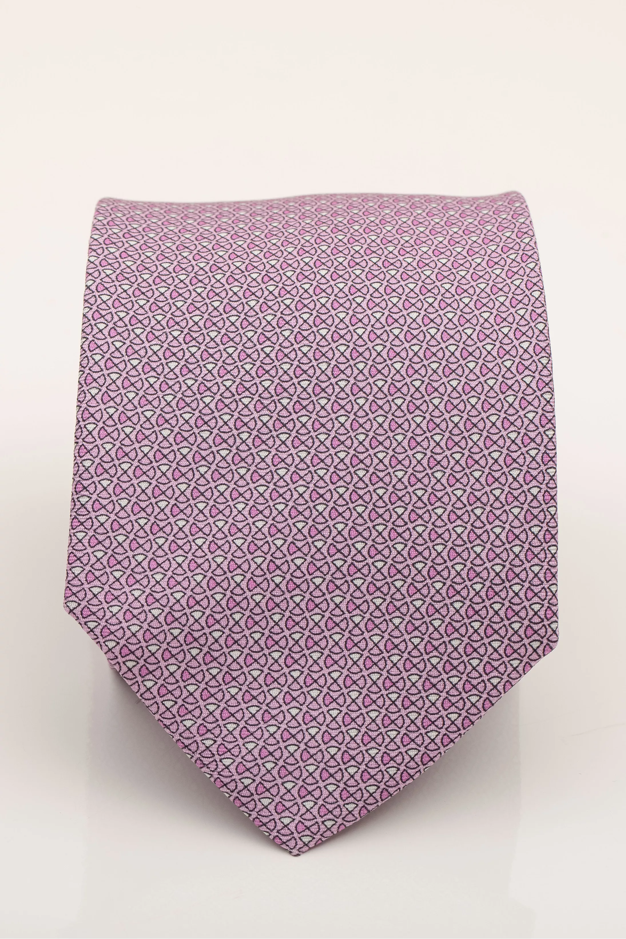 Gravata Seda Italiana Micro desenho Rosa claro - Diodato Alfaiataria
