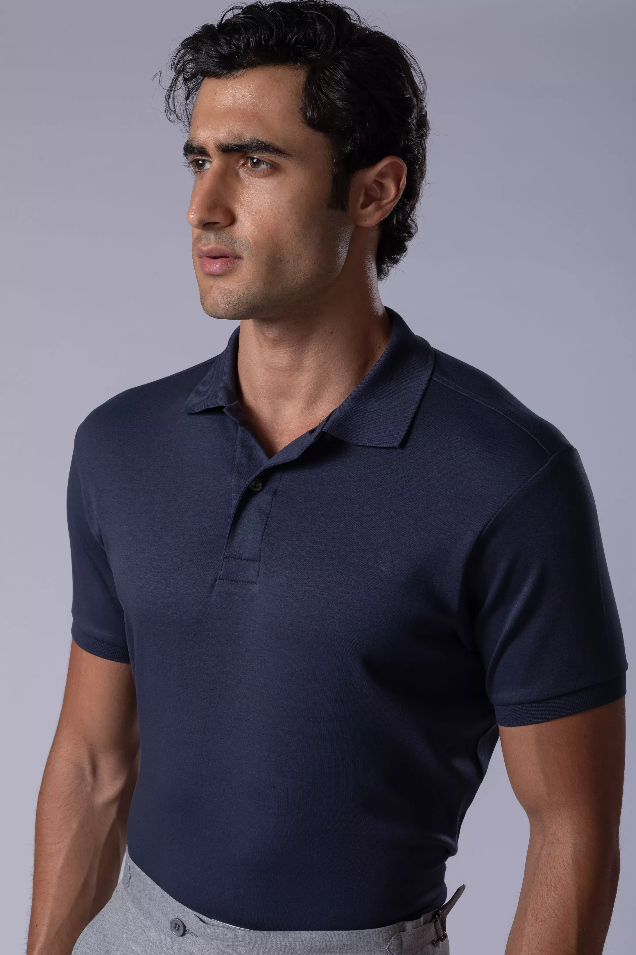 Camisa Polo Malha Peruana marinho - Diodato Alfaiataria